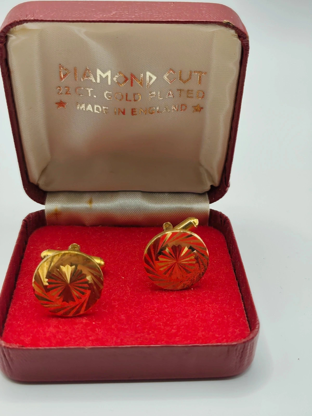 Vintage Gold Tone Stepped Edge Cufflinks | Mid-Century Geometric Design