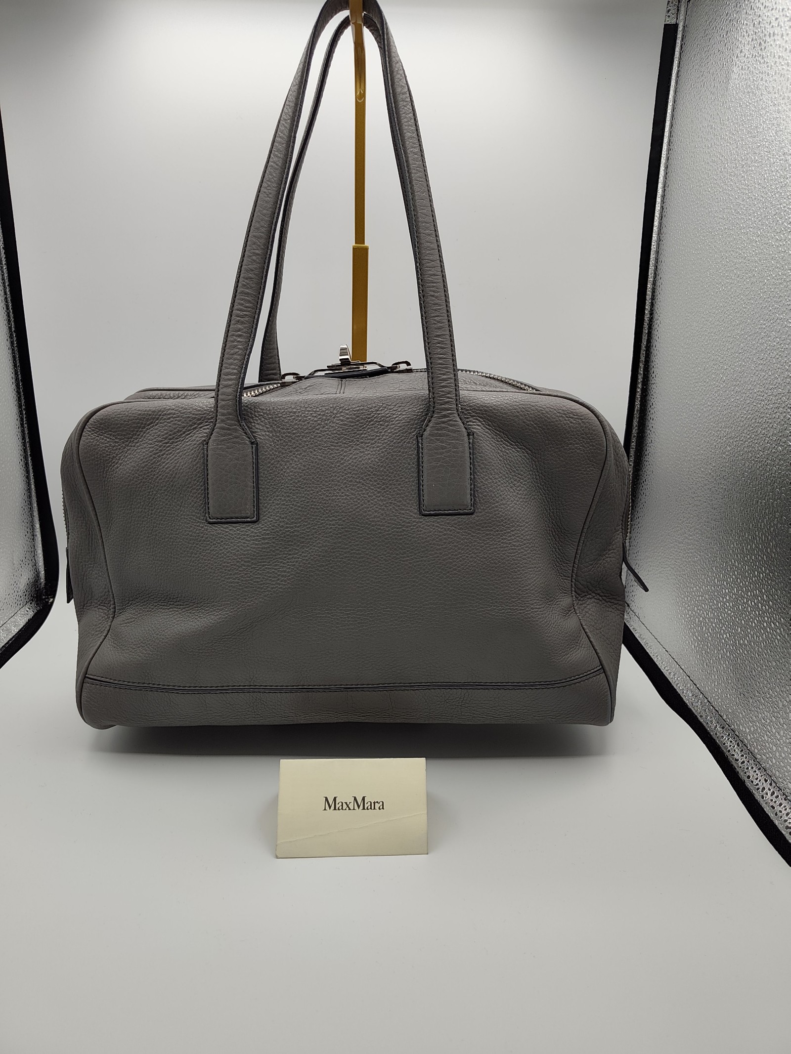 MaxMara Grey Leather Tote Shoulder Bag Other