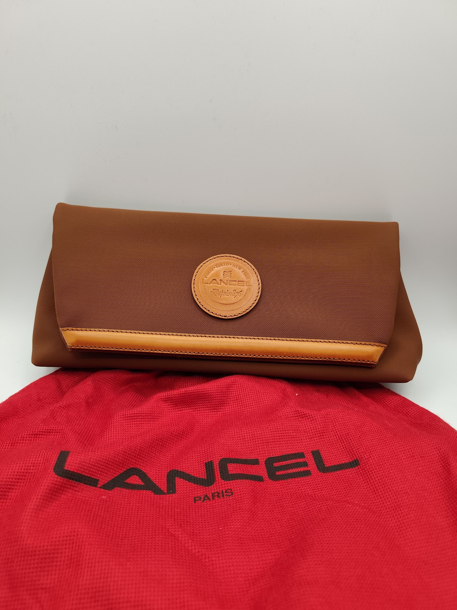 Lancel Brown & Tan Clutch Bag Small