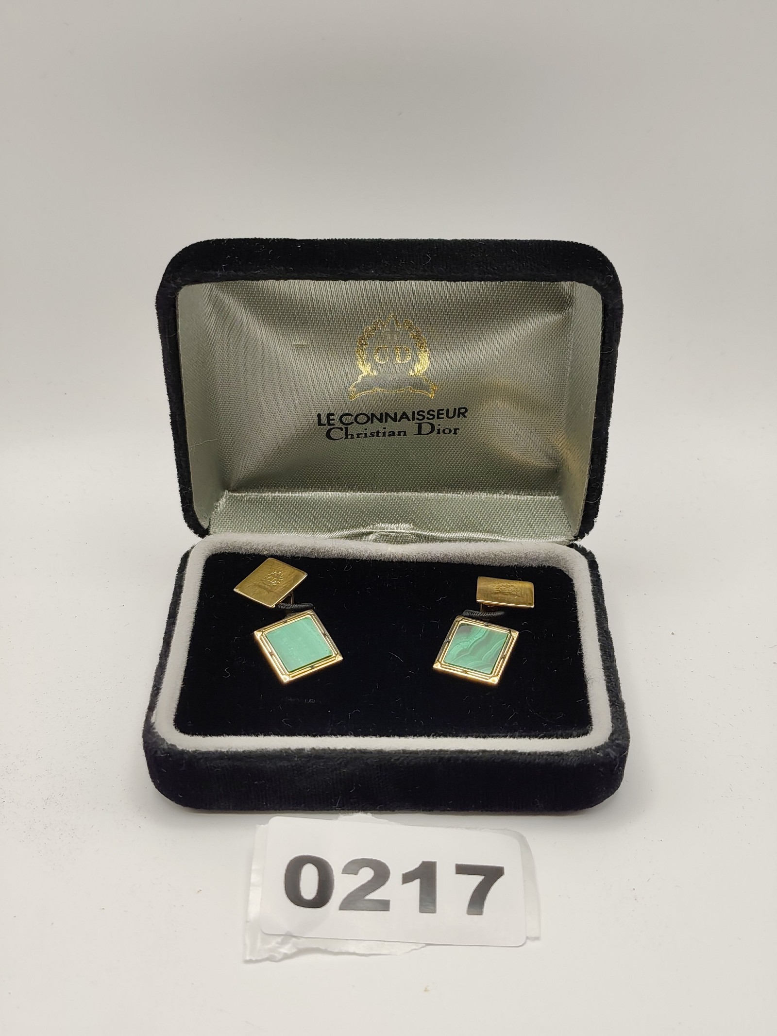 Christian Dior Men's Green Stone Gold Tone Le Connaisseur Cufflinks Other