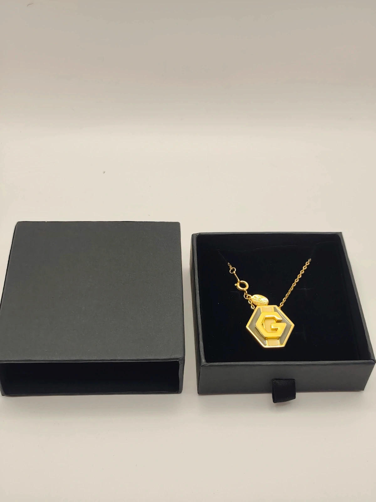 Vintage Givenchy 1977 Enamel Hexagonal logo necklace