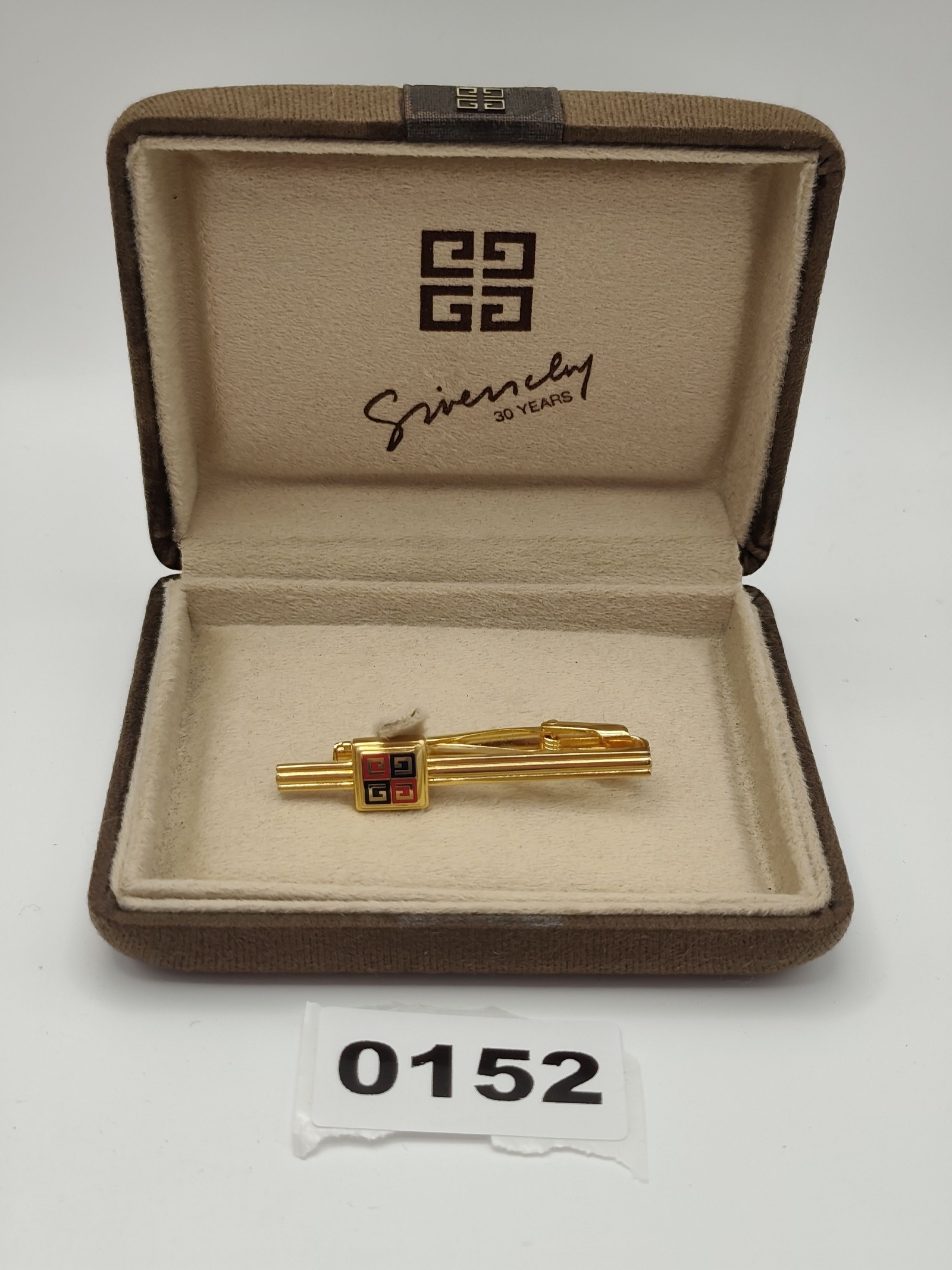 Givenchy Gold-tone Multicolor Logo Tie Clip