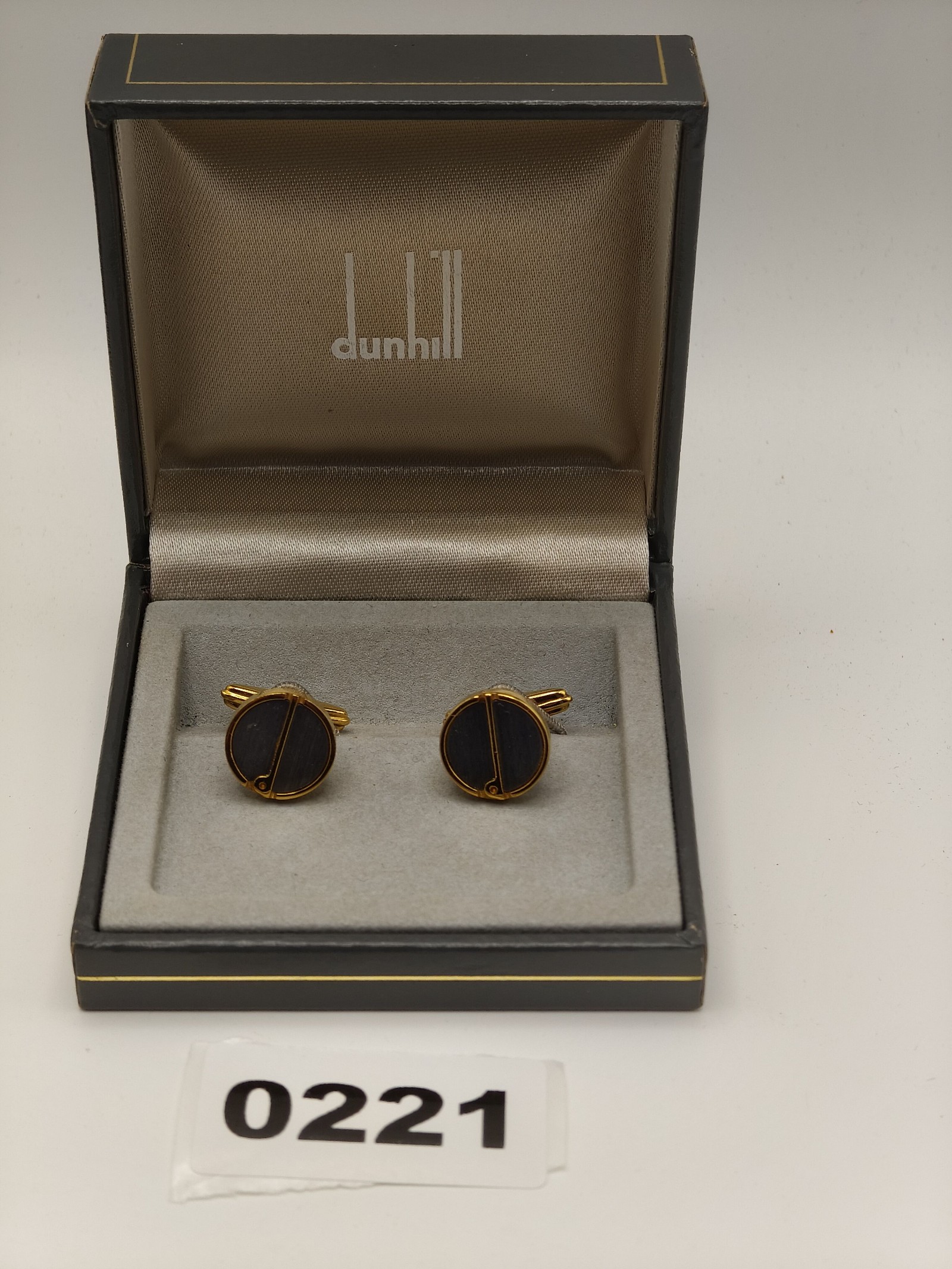 Dunhill Men Gold-tone & Black Round Cufflinks