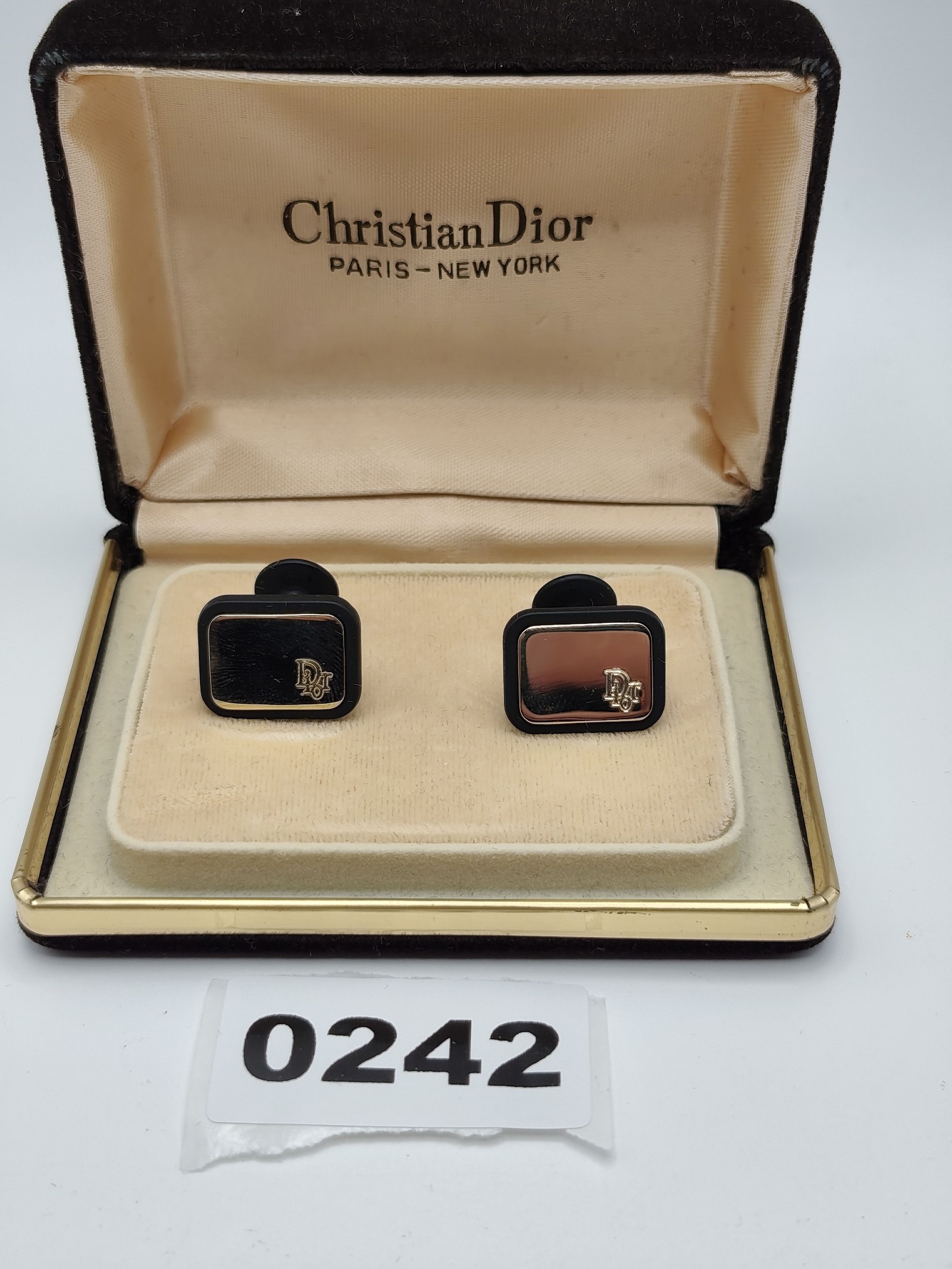 Christian Dior Black & Gold Logo Men Cufflinks