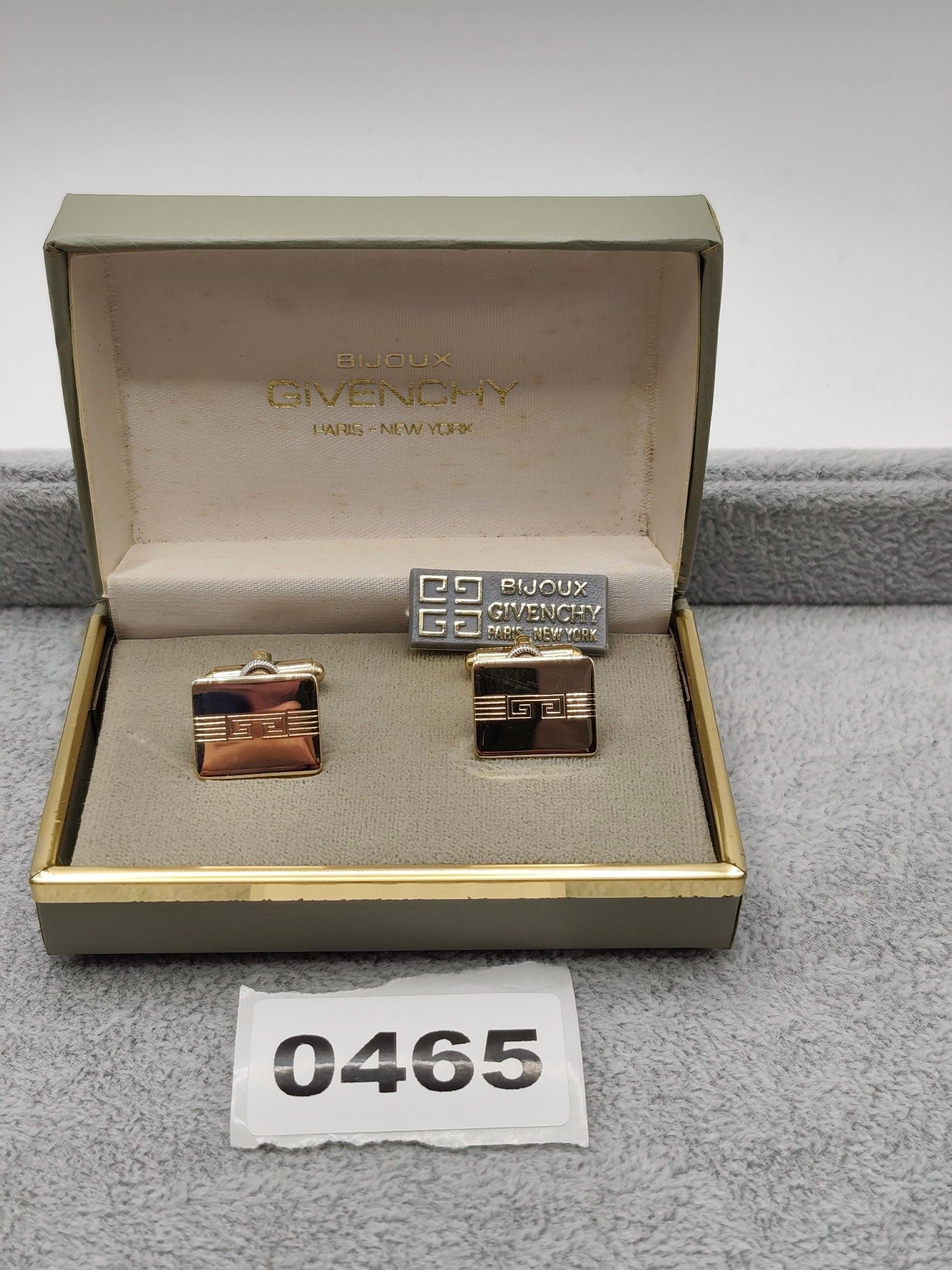 Givenchy Men Gold Tone Engraved Logo Cufflinks with Box Other
