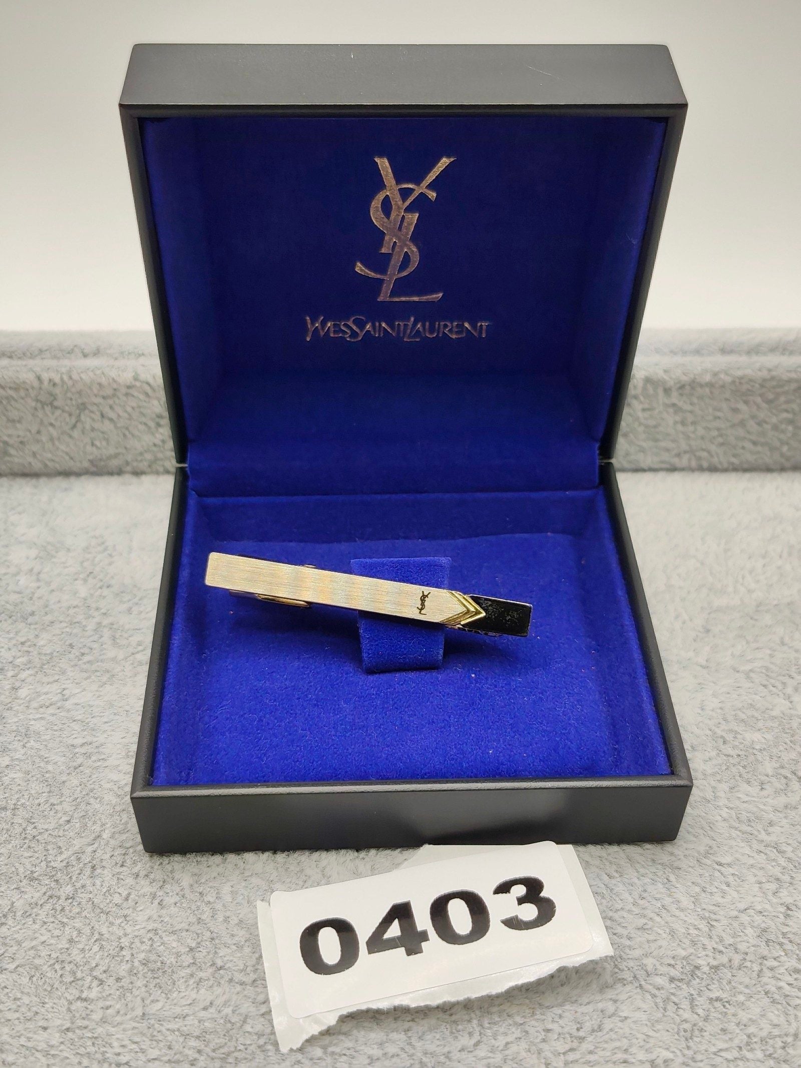 Yves Saint Laurent Gold-tone Tie Clip Men Other with Box