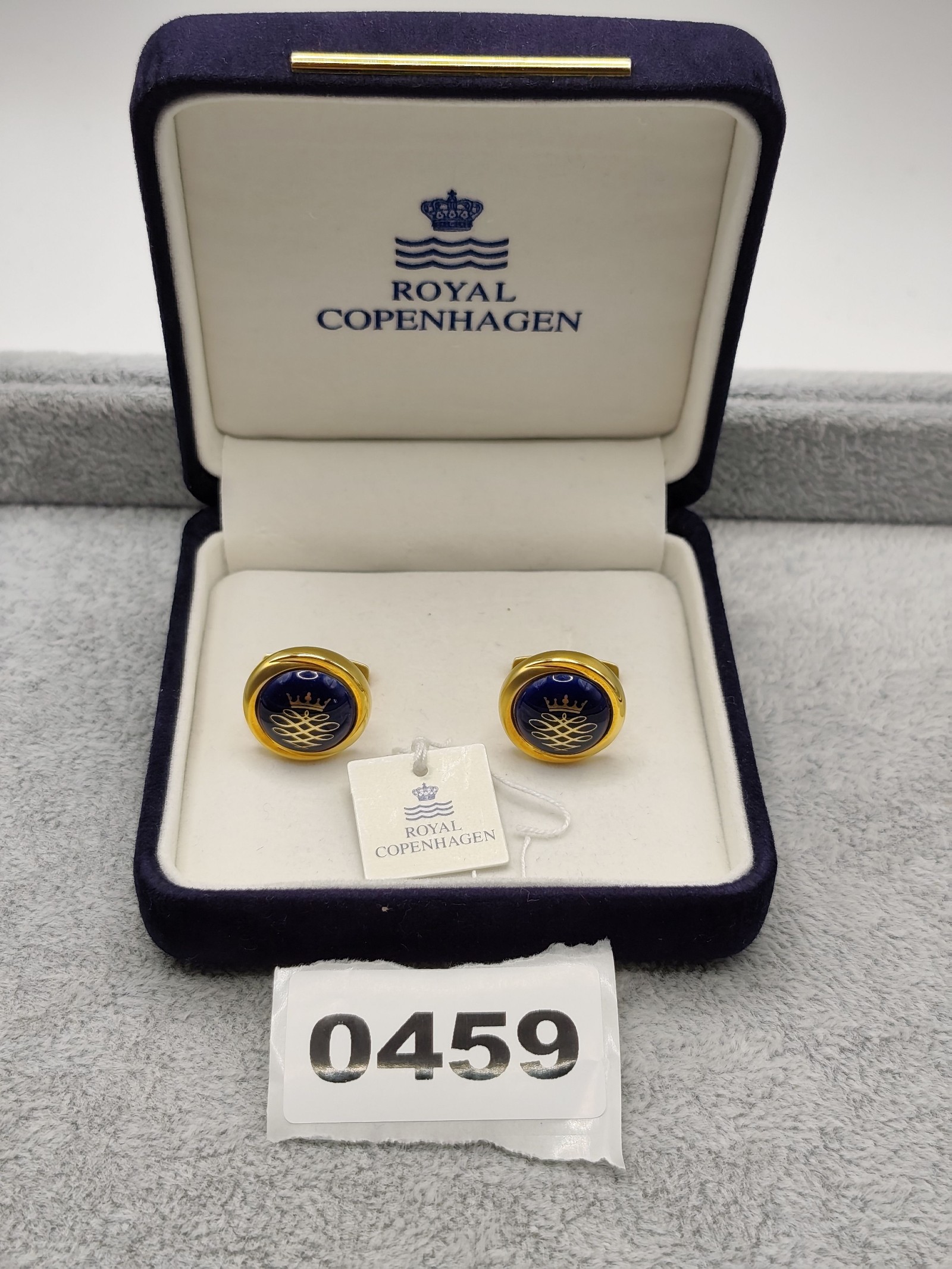 Royal Copenhagen Gold & Blue Porcelain Cufflinks Unisex