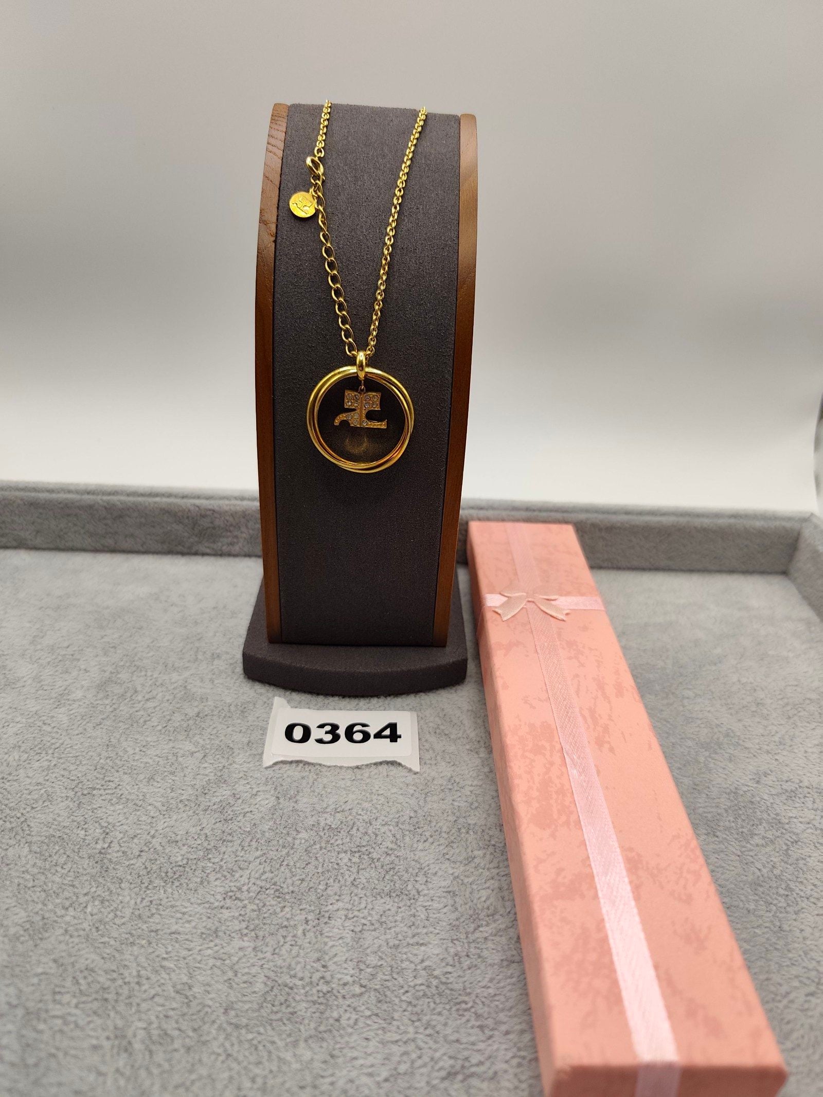 Courreges Gold Colour Womens Pendant Necklace with Rhinestone Detailing
