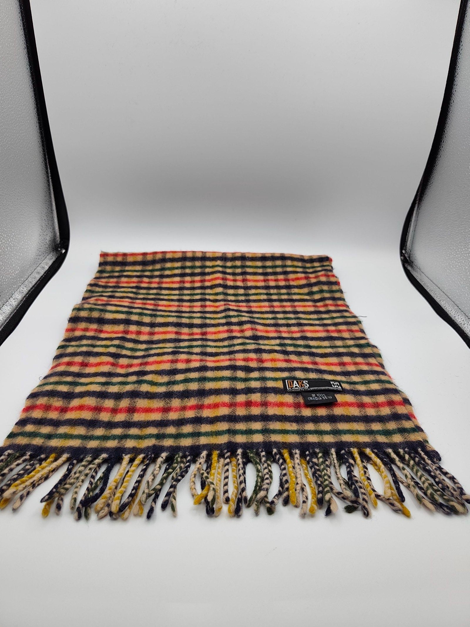 DAKS Multi Colour Wool Checkered Scarf Other