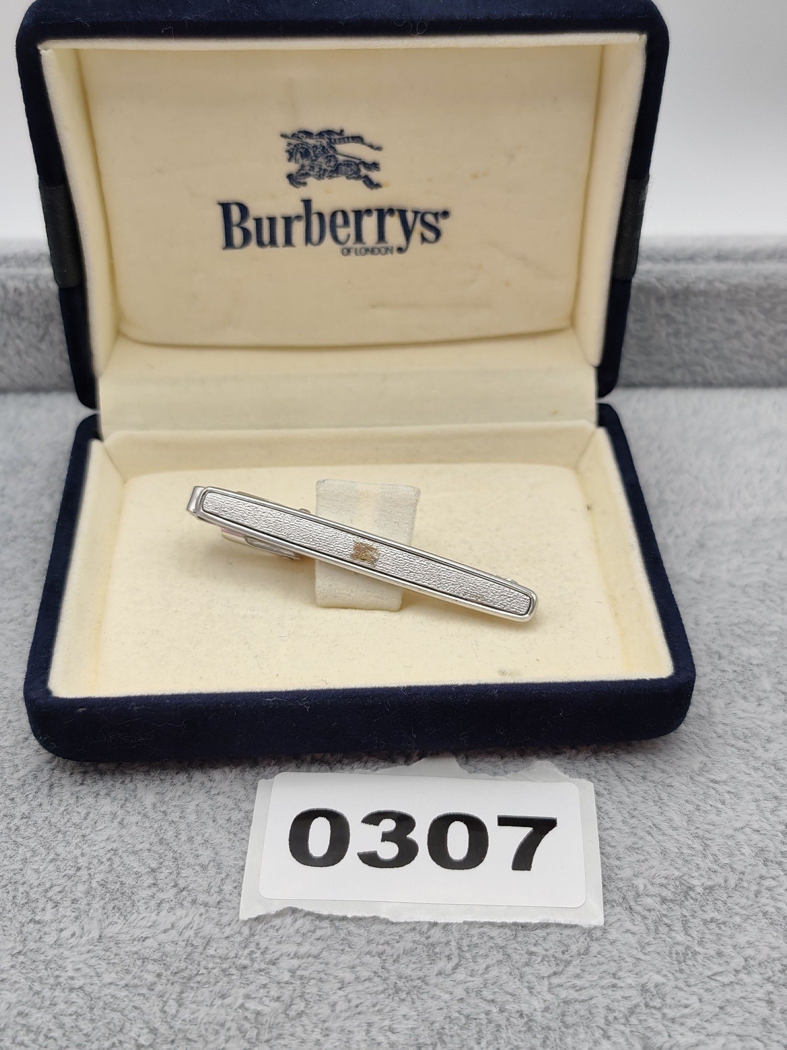 Burberry Silver Tone Tie Clip with Case Other