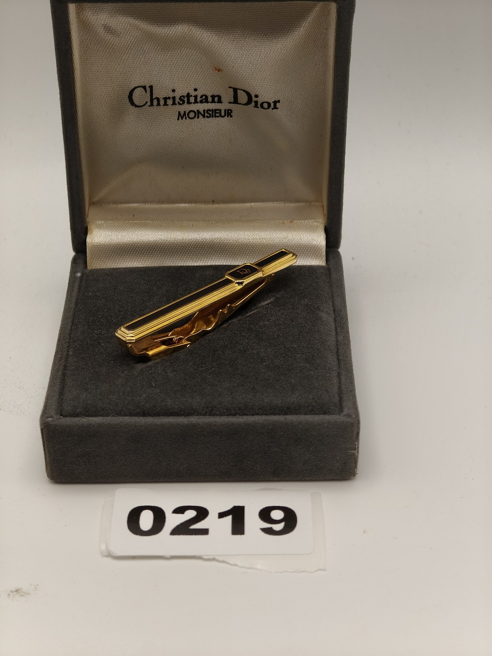 Christian Dior Men's Gold & Black Tie Clip in Original Box Other