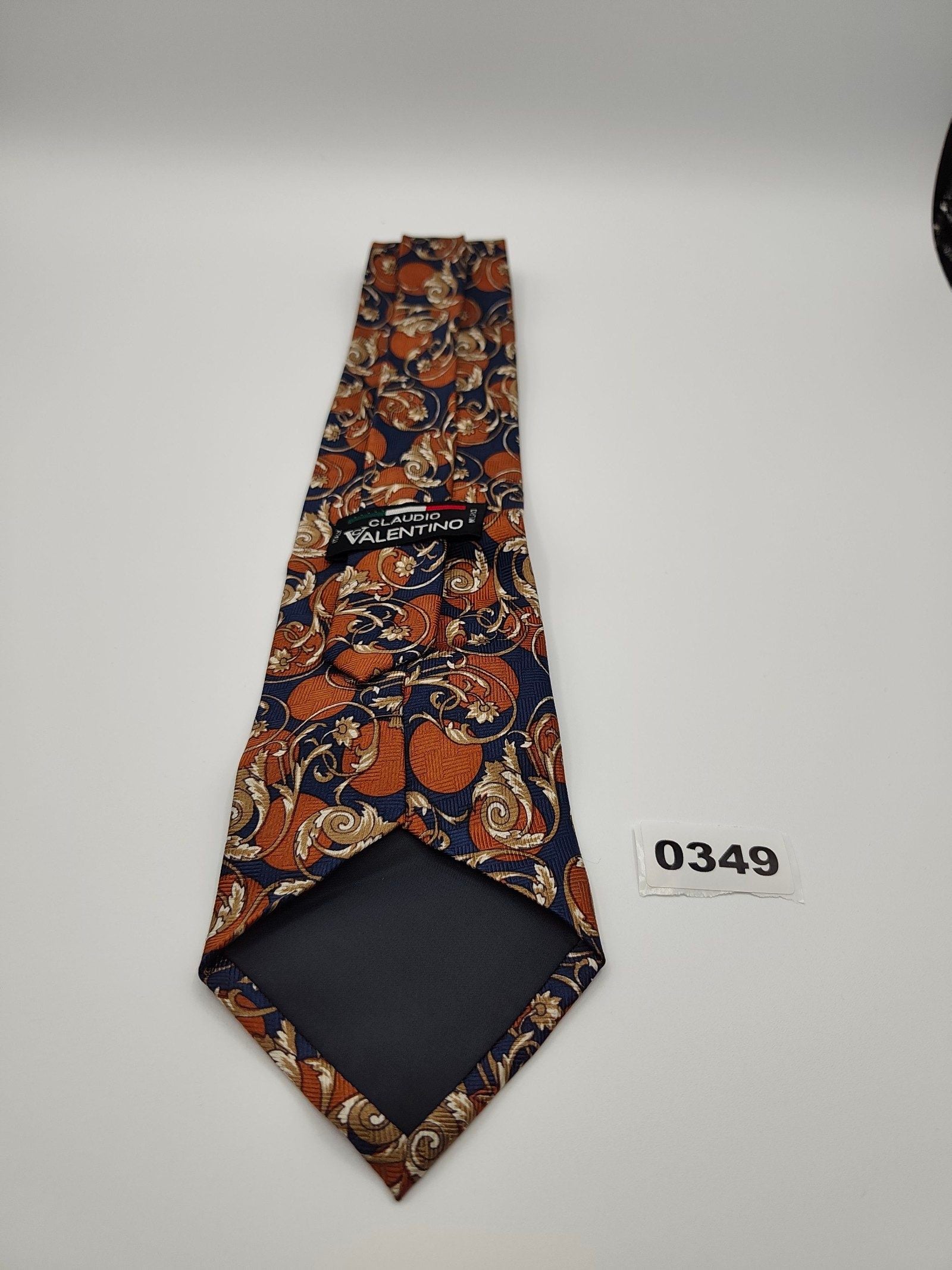 Claudio Valentino Men's Navy Blue & Brown Floral Silk Tie One Size