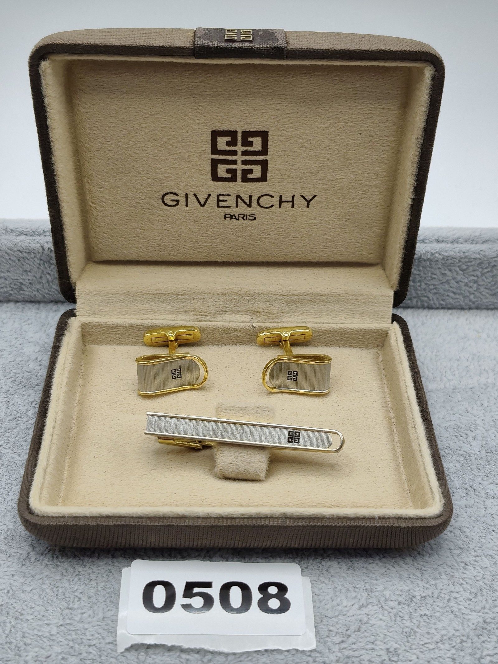 Givenchy Men Gold & Silver Cufflinks & Tie Clip Set Other