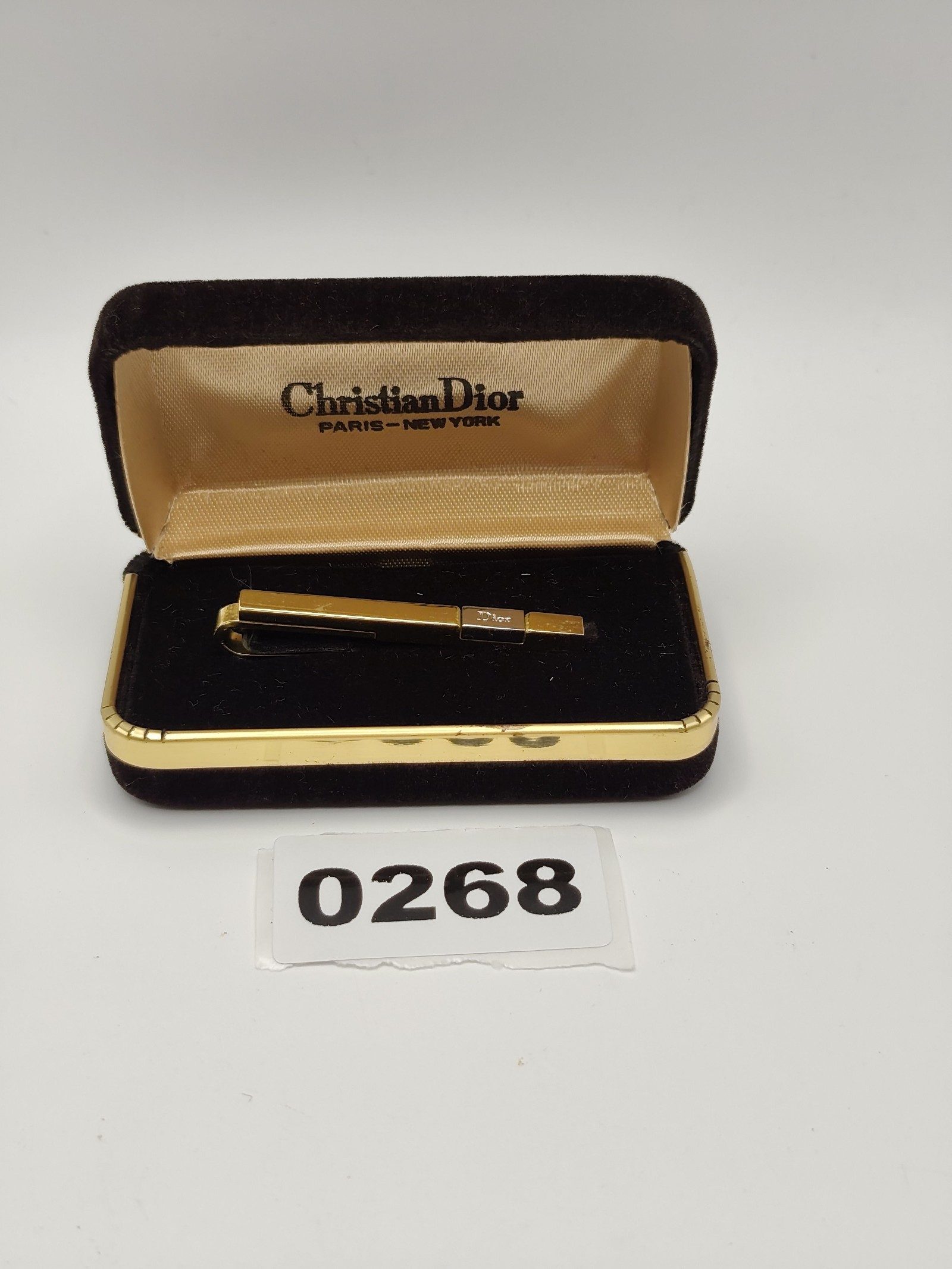 Christian Dior Men's Gold Tone Tie Clip with Box