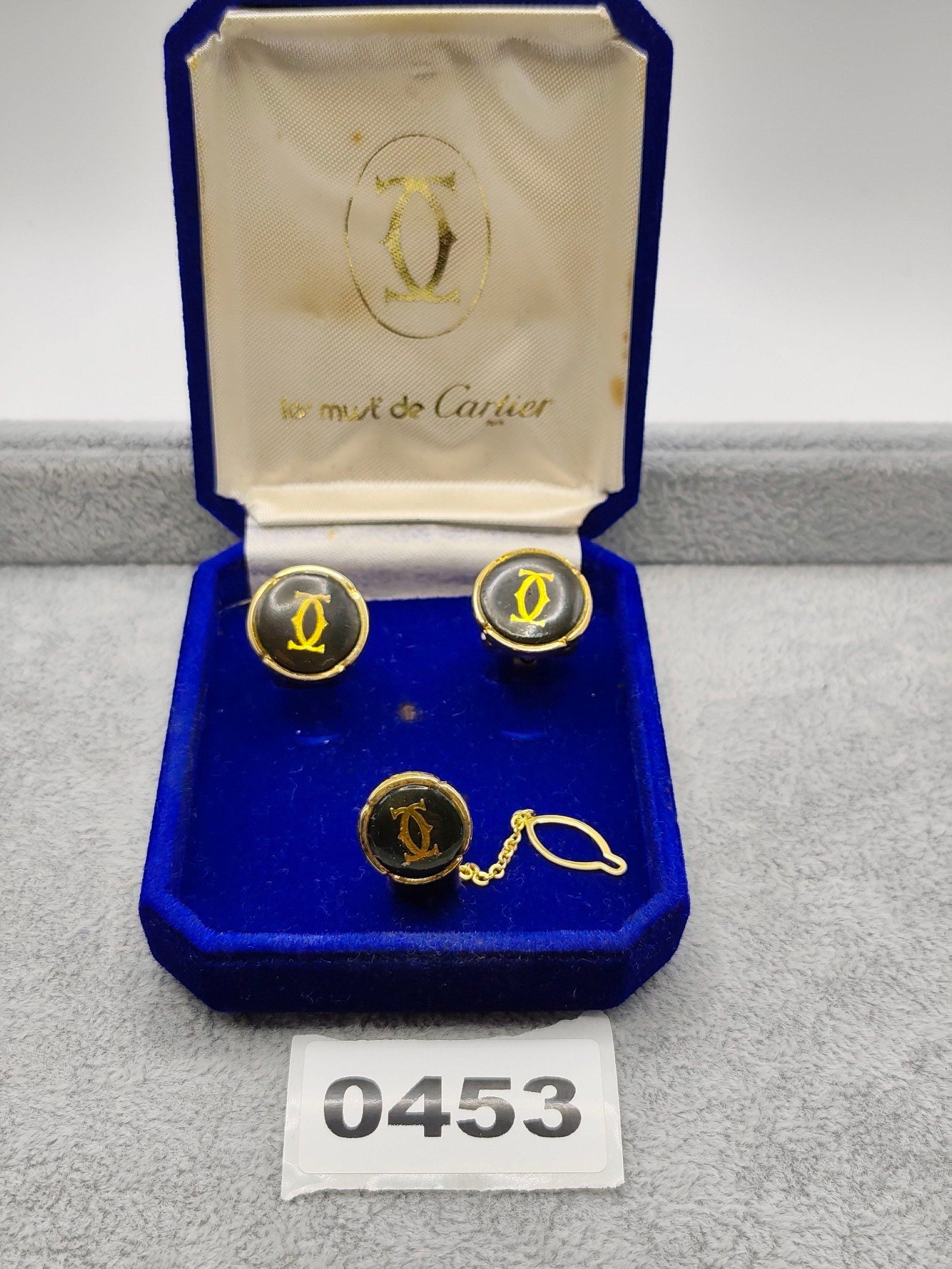 Cartier Gold & Black Les Must de Cartier Men’s Cufflinks & Stud Set