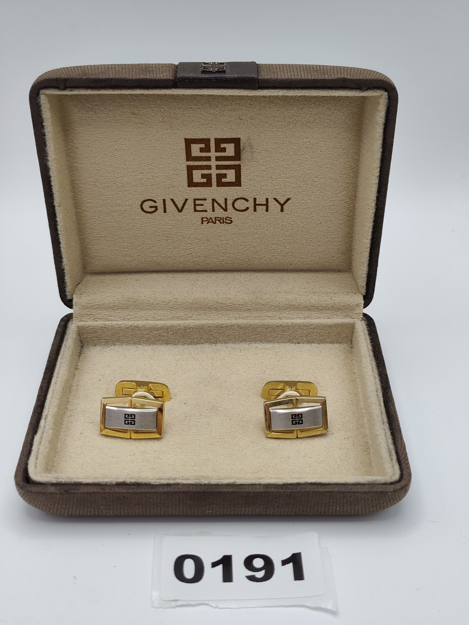 Givenchy Men's Gold & Silver Tone Logo Cufflinks in Case