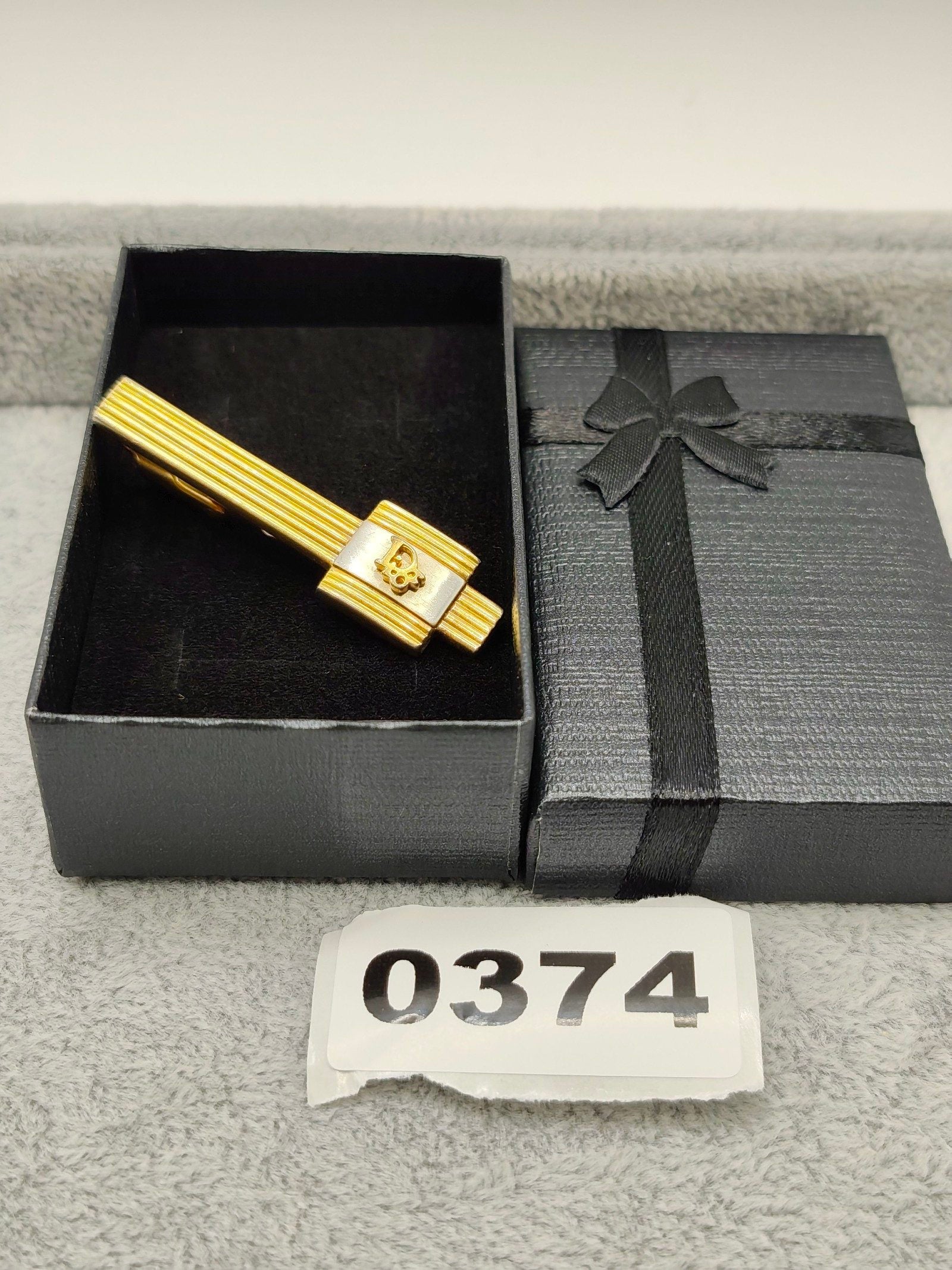 Christian Dior Vintage Gold & Silver Tone Men’s Tie Clip Dior Logo