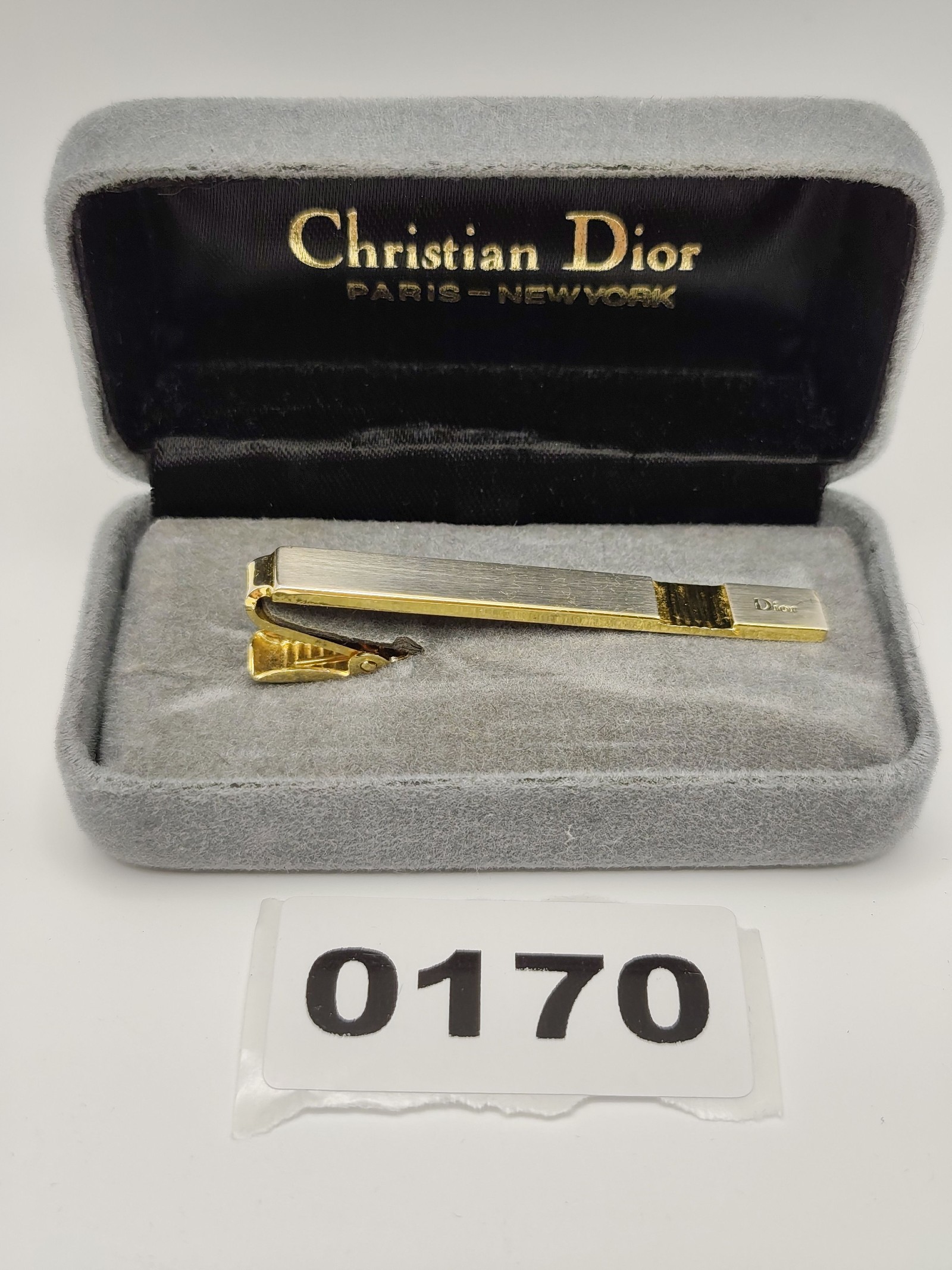 Christian Dior Gold & Silver Tone Tie Clip with Box Other