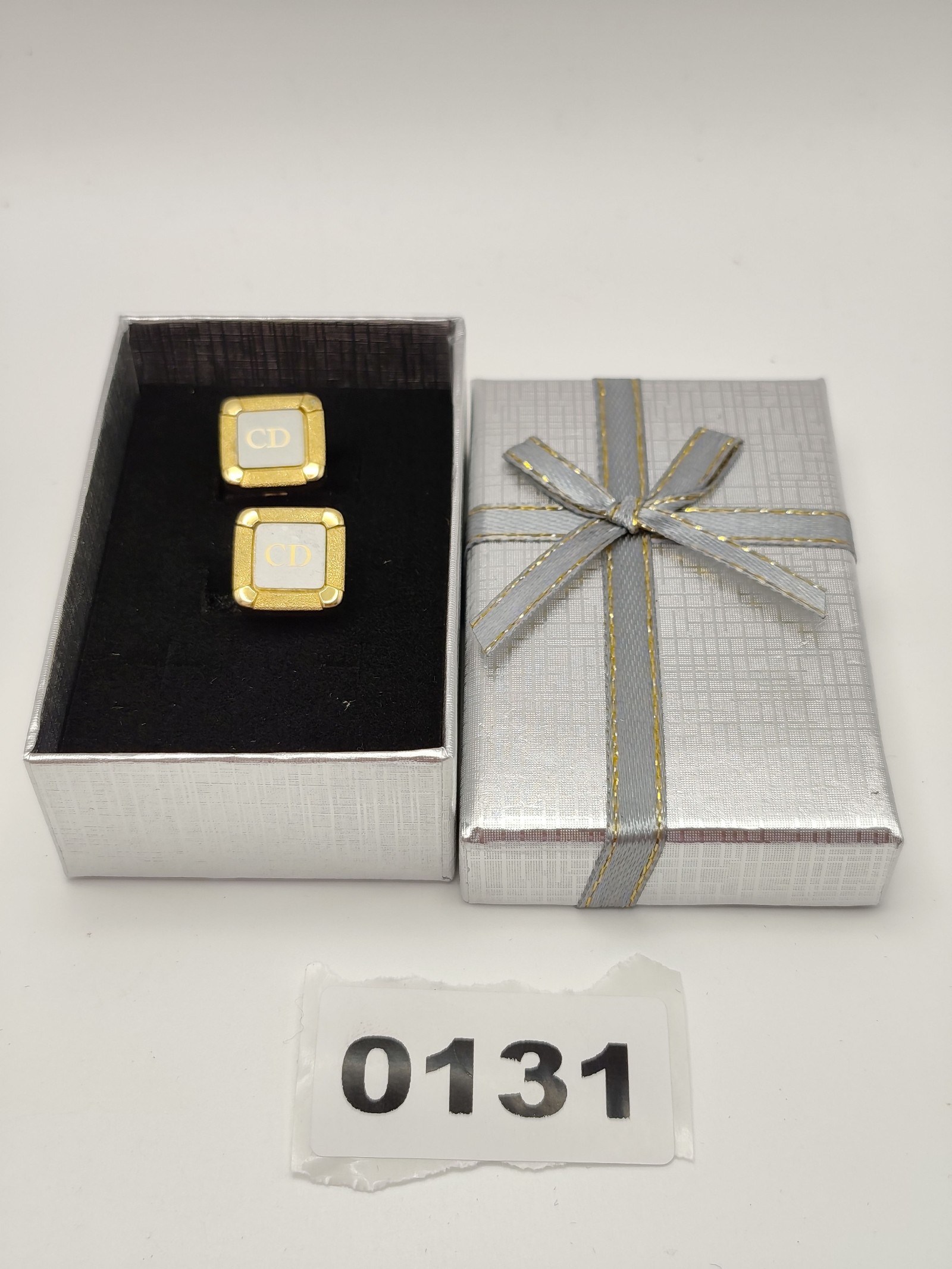 Christian Dior Men Gold Tone Square CD Logo Cufflinks