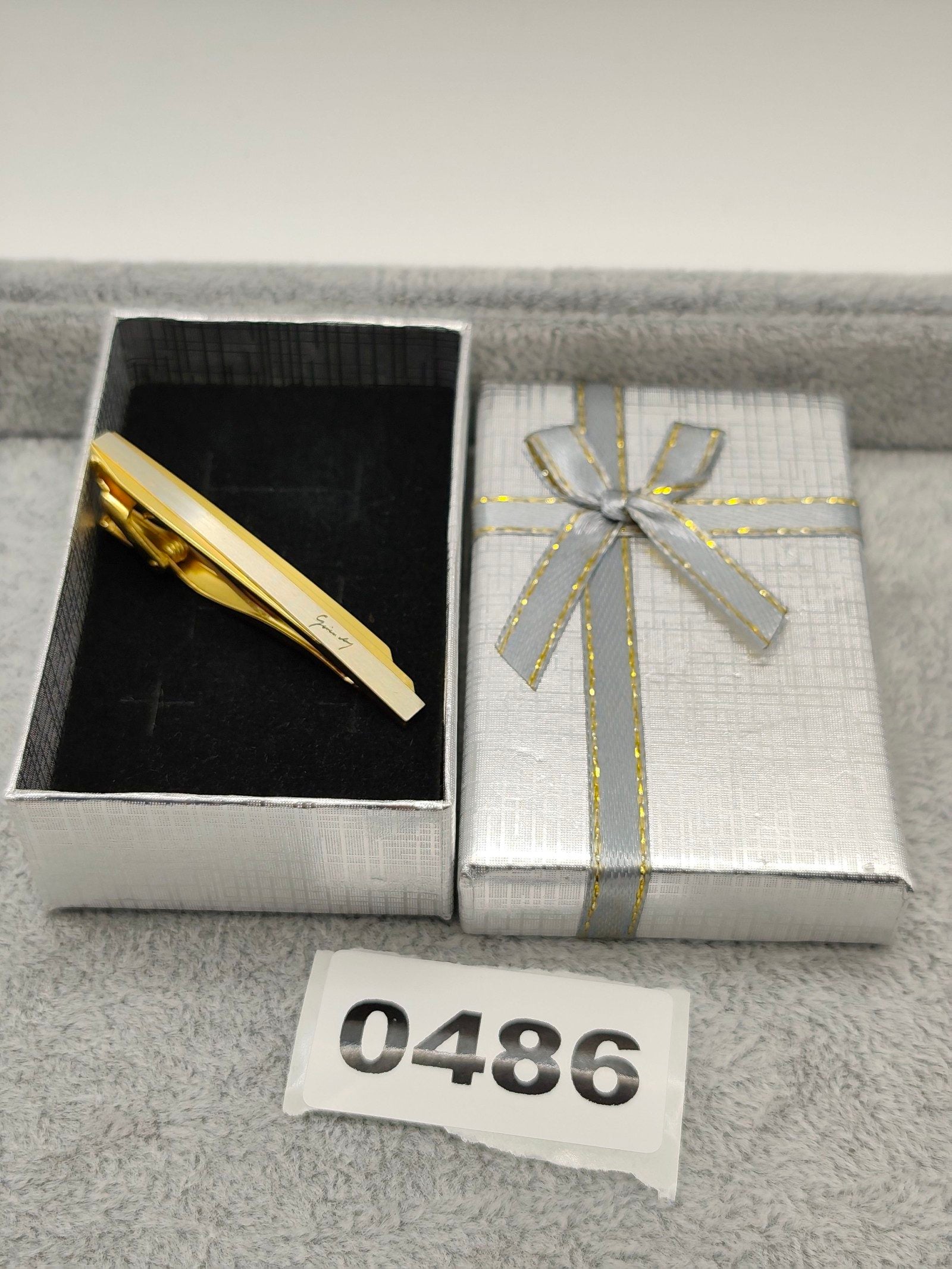 Givenchy Men Gold & Silver Tone Tie Clip Signature