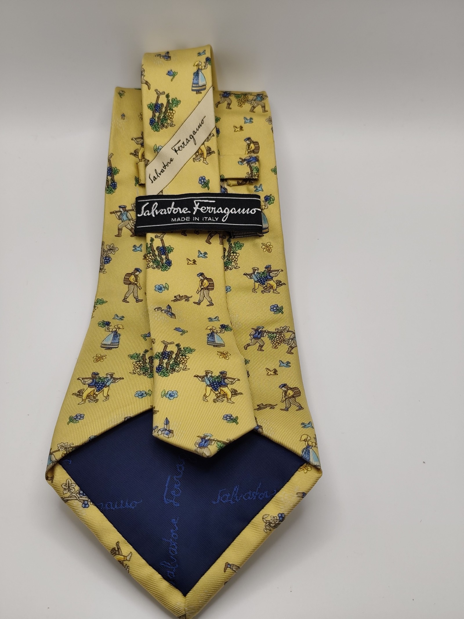 Salvatore Ferragamo Yellow Silk Print Tie Men's