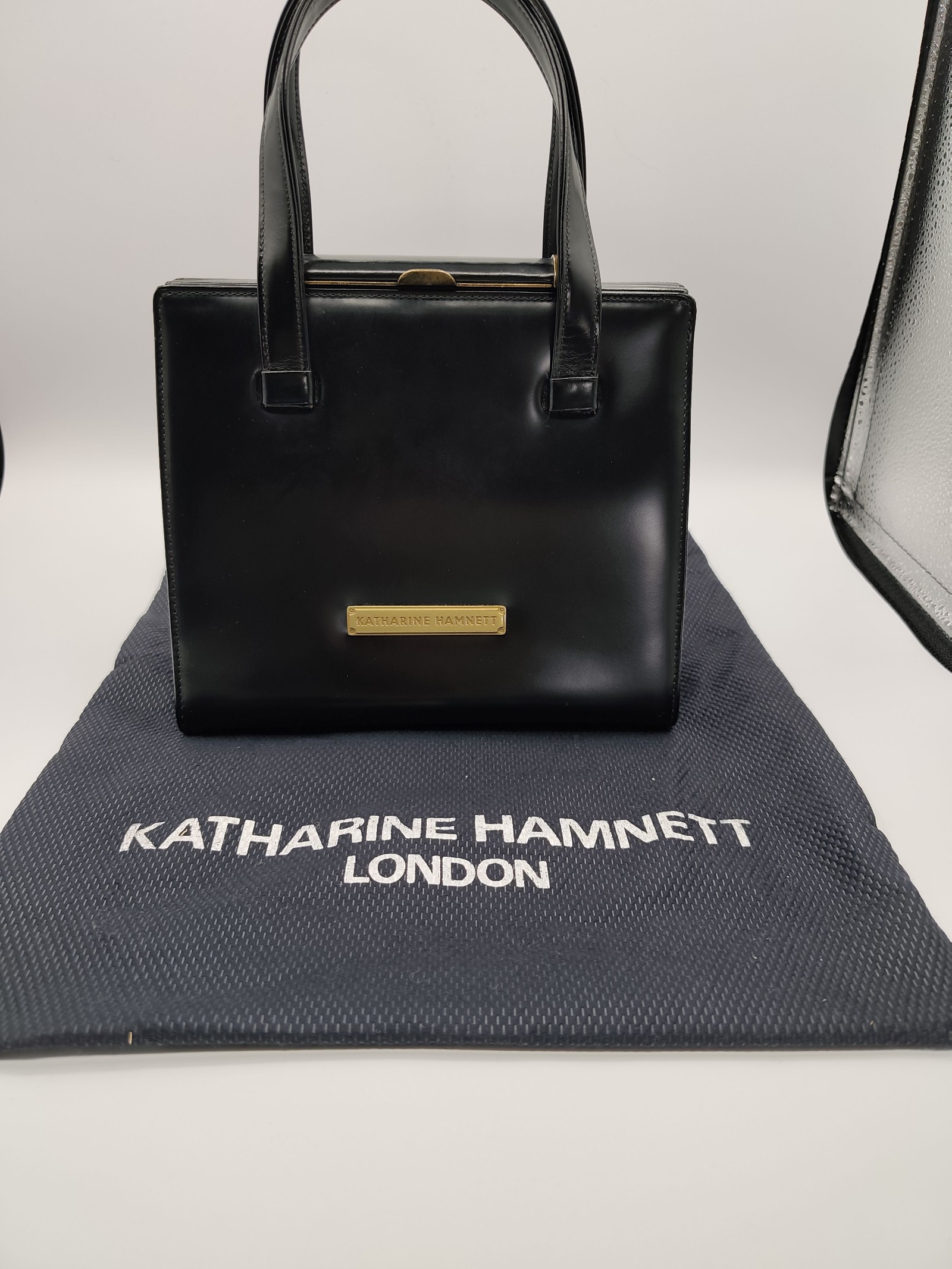 Katharine Hamnett Black Structured Leather Handbag