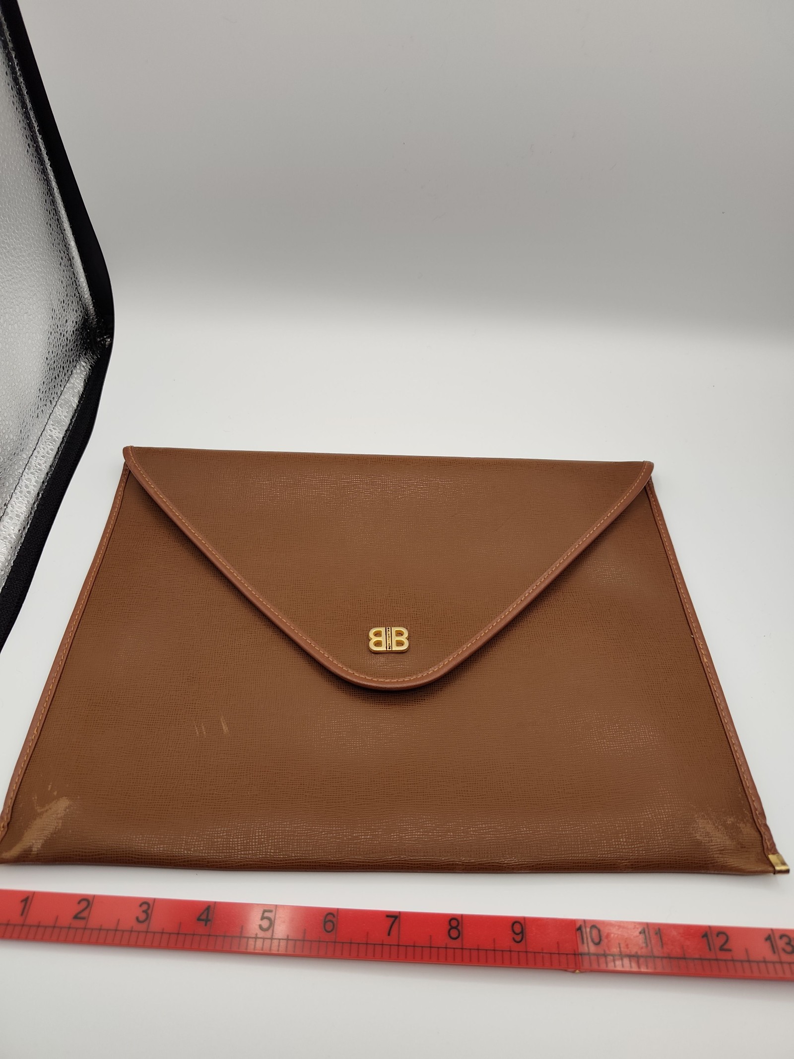 Balenciaga Brown Envelope Clutch Bag 13 in BB Logo