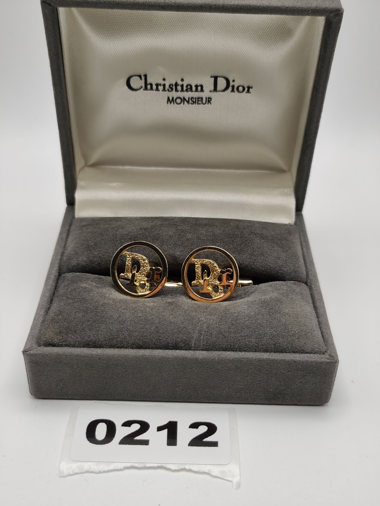 Christian Dior Men's Gold-tone Logo Cufflinks with Box Other