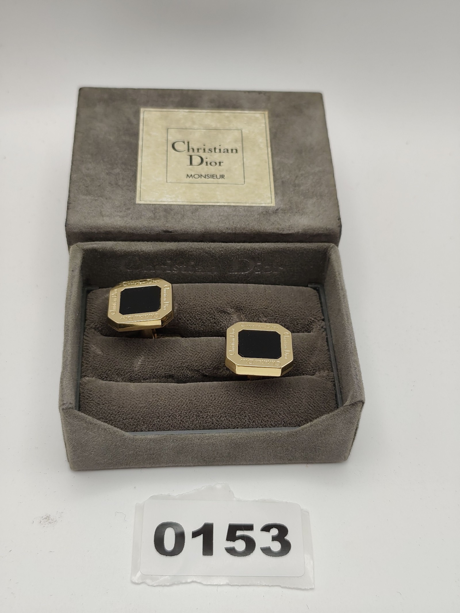 Christian Dior Men's Gold & Black Octagonal Cufflinks