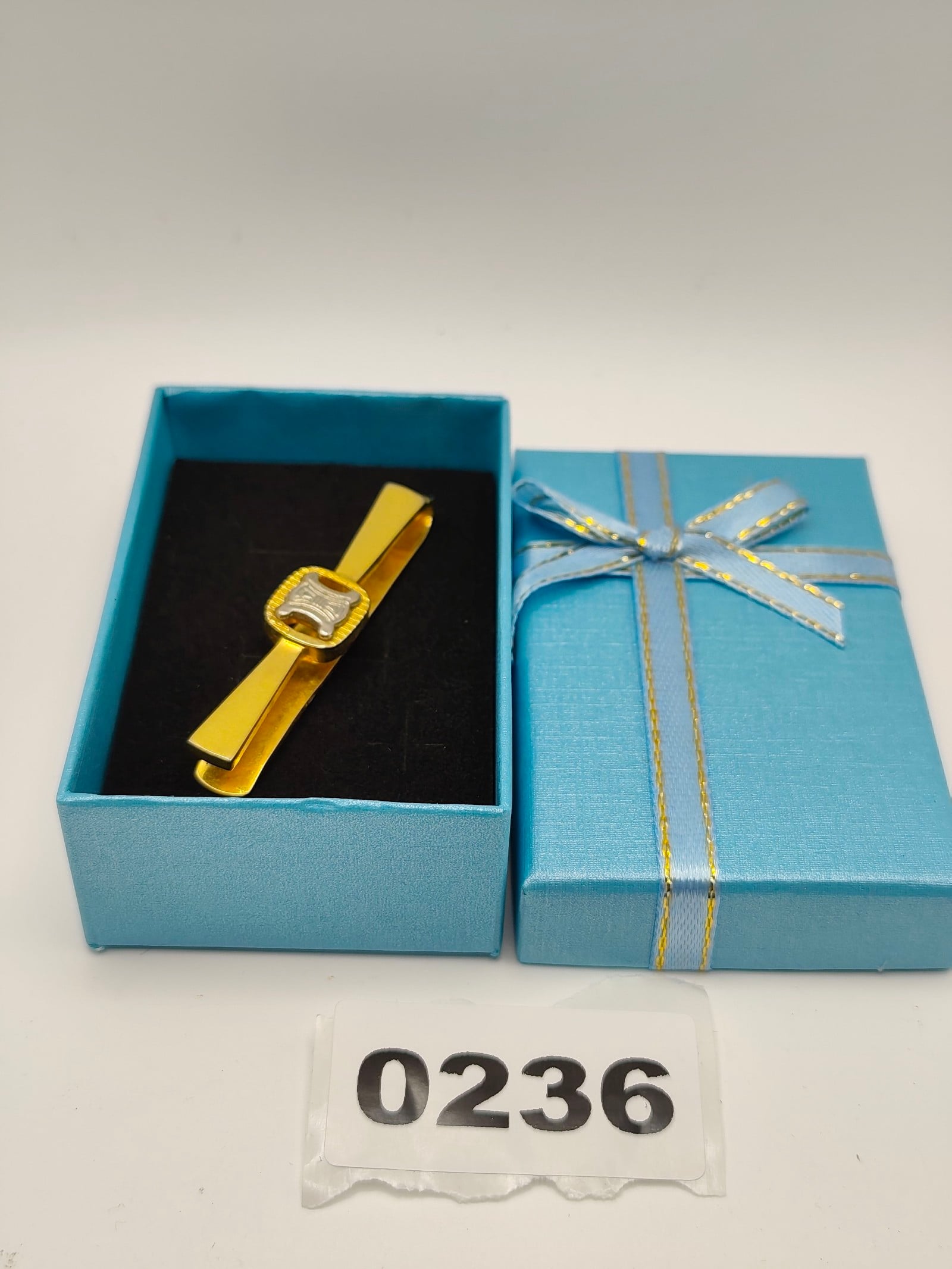 Celine Gold & Silver Tone Logo Tie Clip Men's