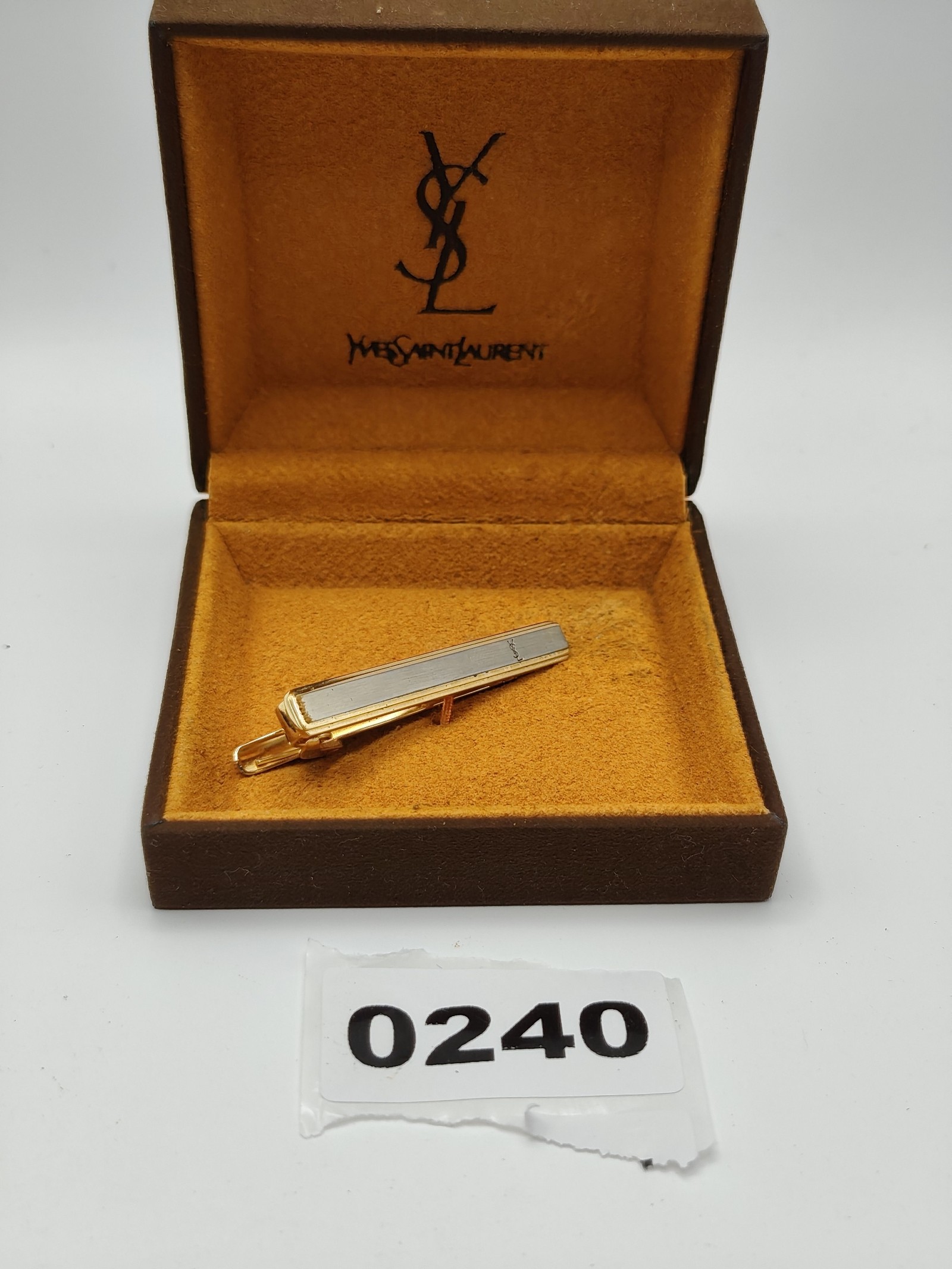 Yves Saint Laurent Gold & Silver Tone Men's Tie Clip with Logo Other