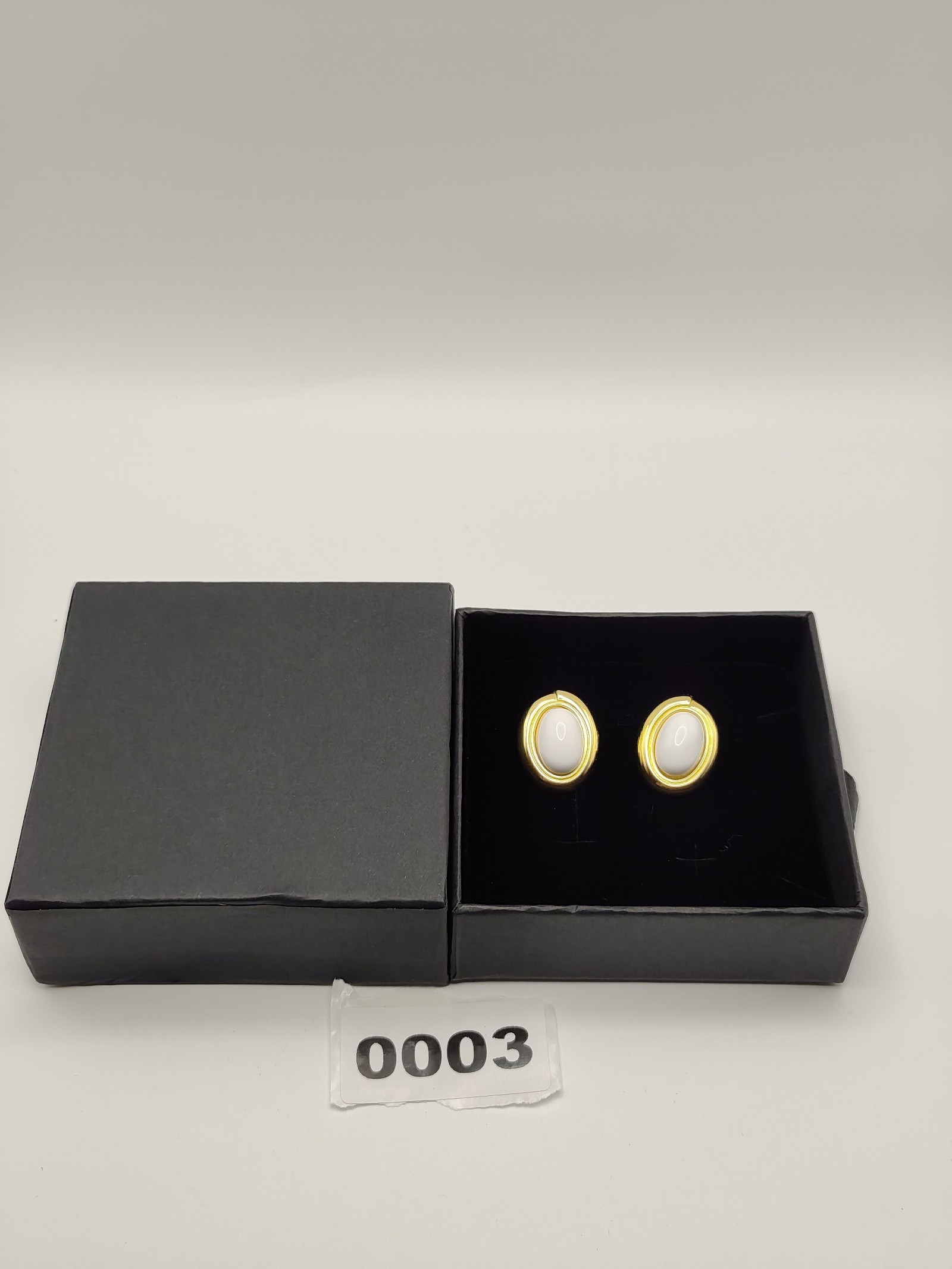 Monet Gold & White Oval Clip On Earrings Women