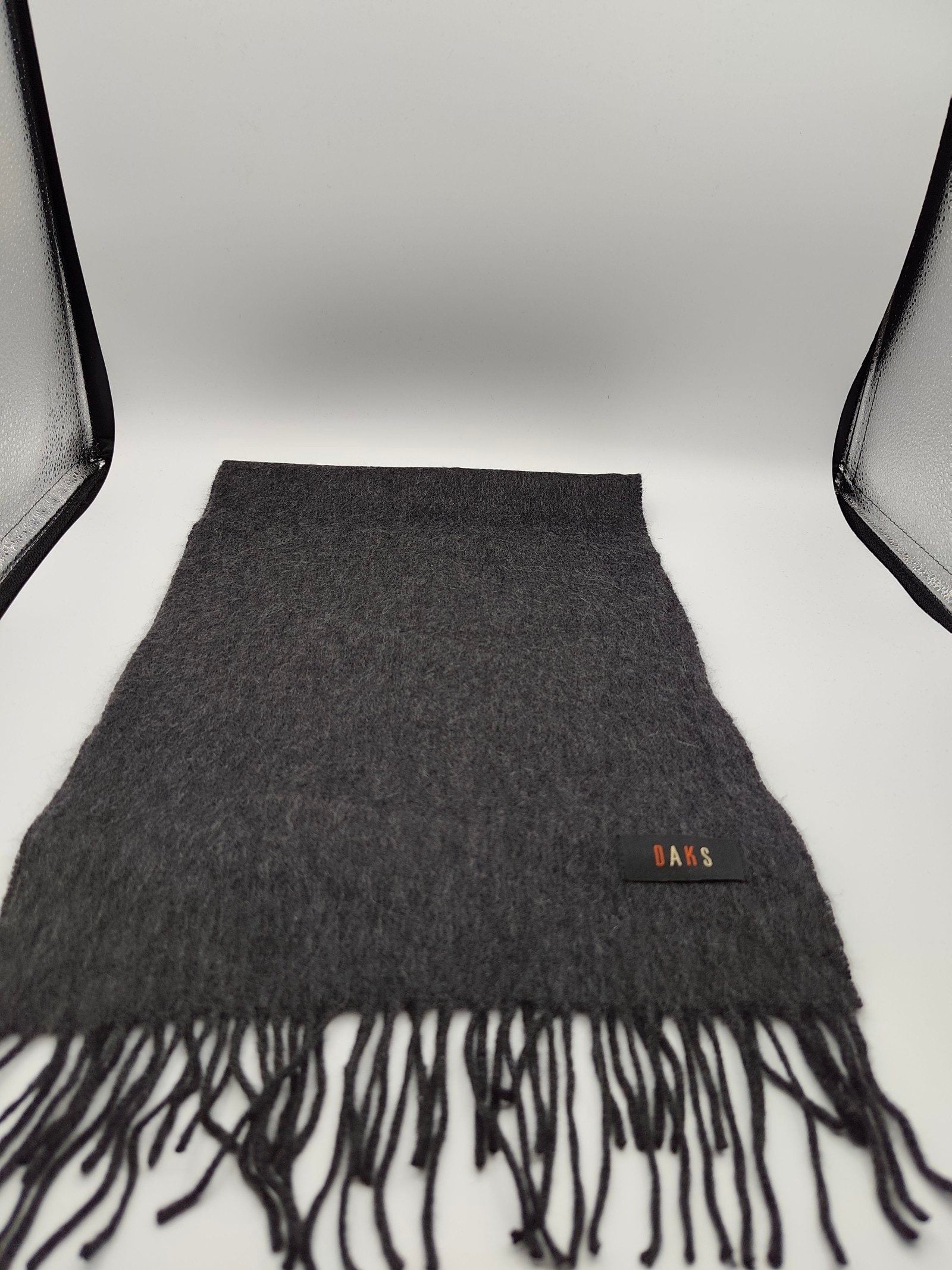 DAKS Charcoal Grey Wool Blend Scarf Unisex Other