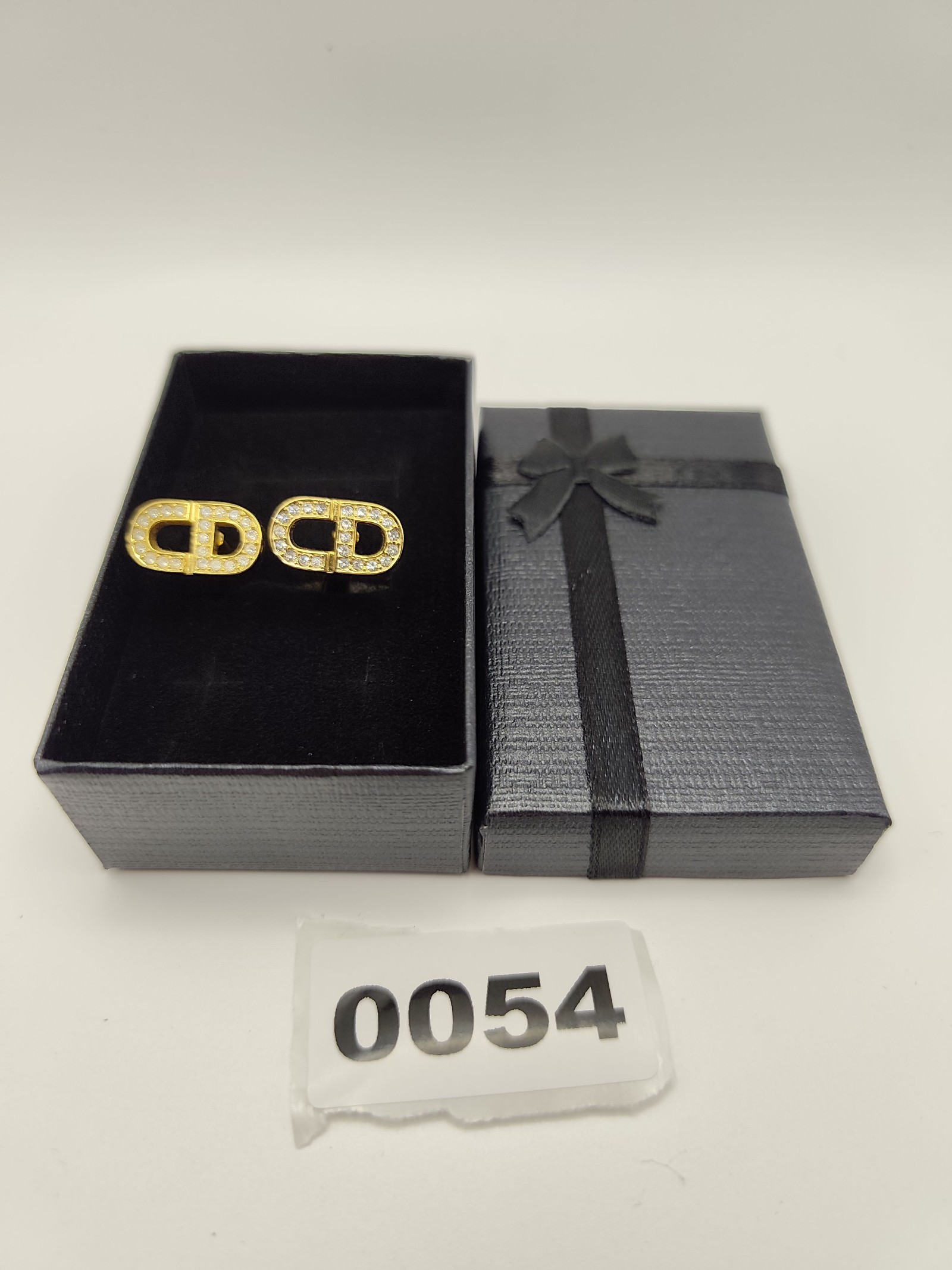 Christian Dior Gold Tone Crystal CD Logo Cufflinks