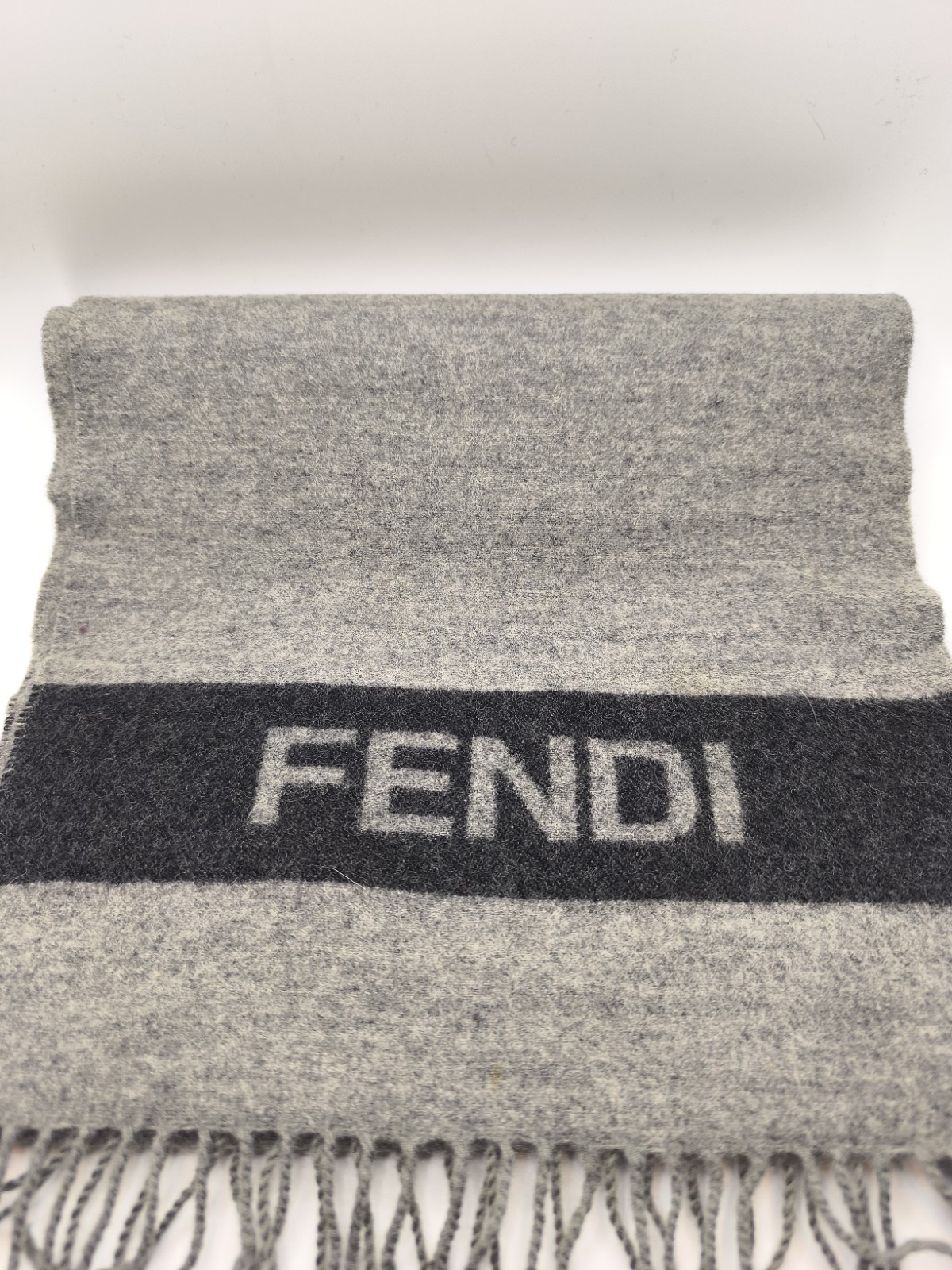 Fendi Preloved Grey Scarf In Good Condition