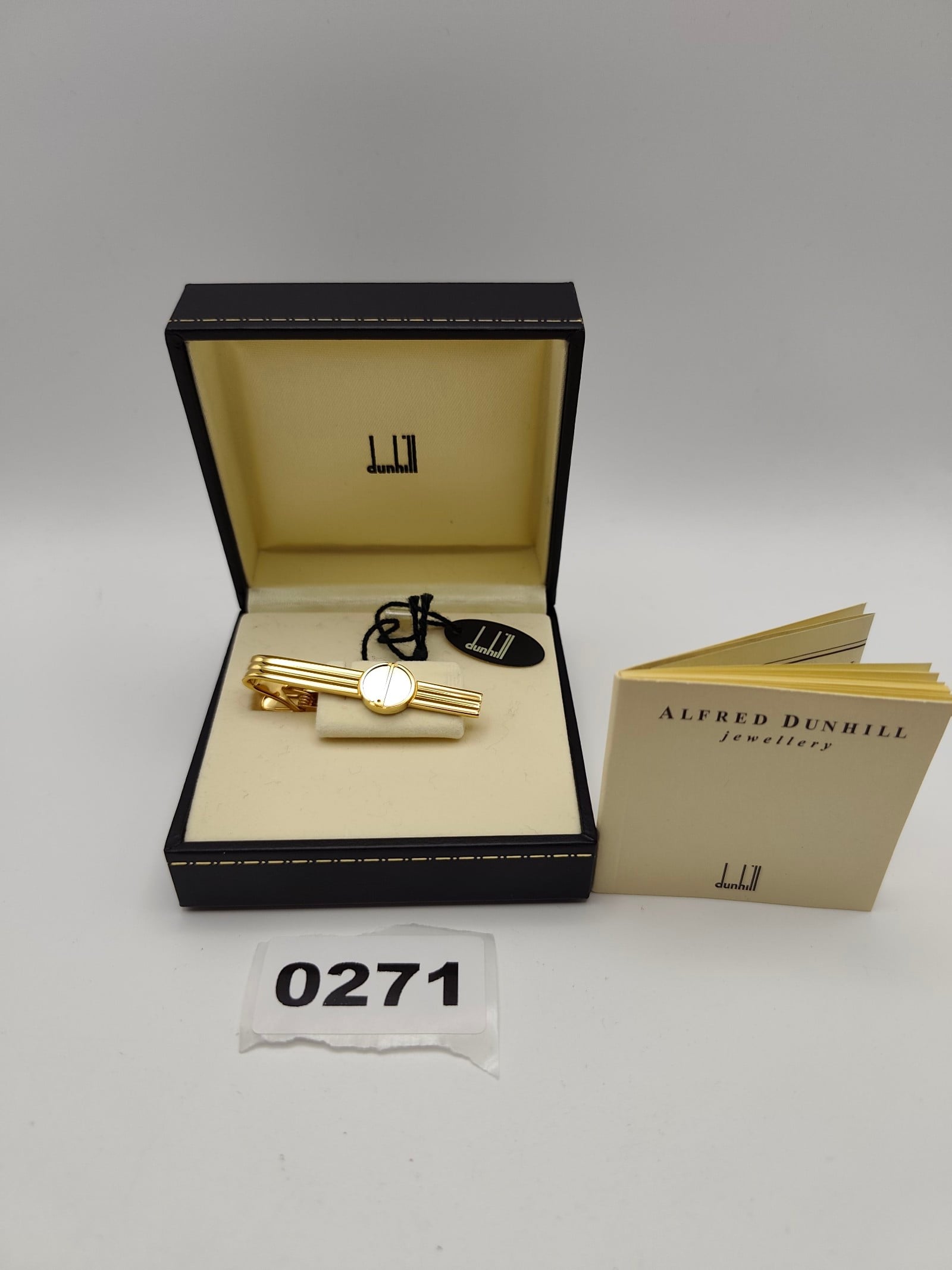 Dunhill Men's Gold Tone Tie Clip with Brushed Silver Detail