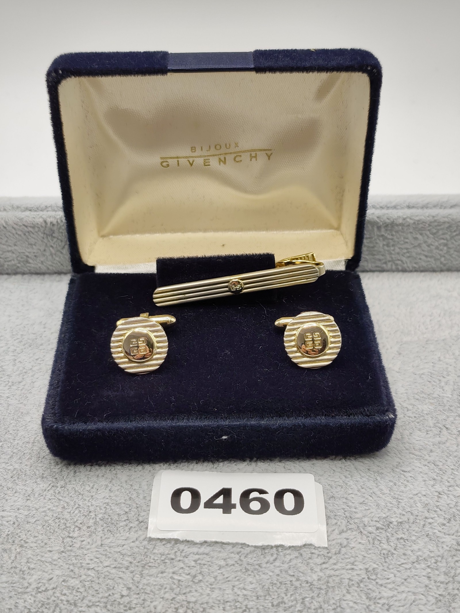 Givenchy Gold & Silver Cufflinks & Tie Clip Set Other with Box