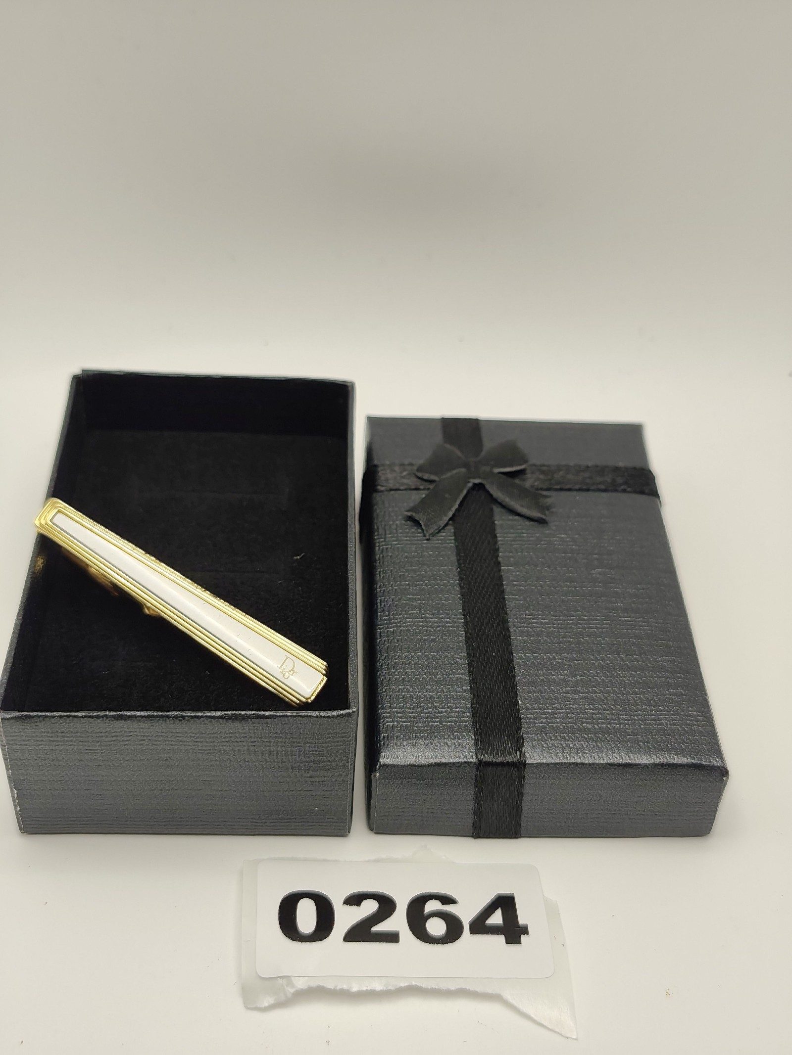 Dior Men's White & Gold Tie Clip