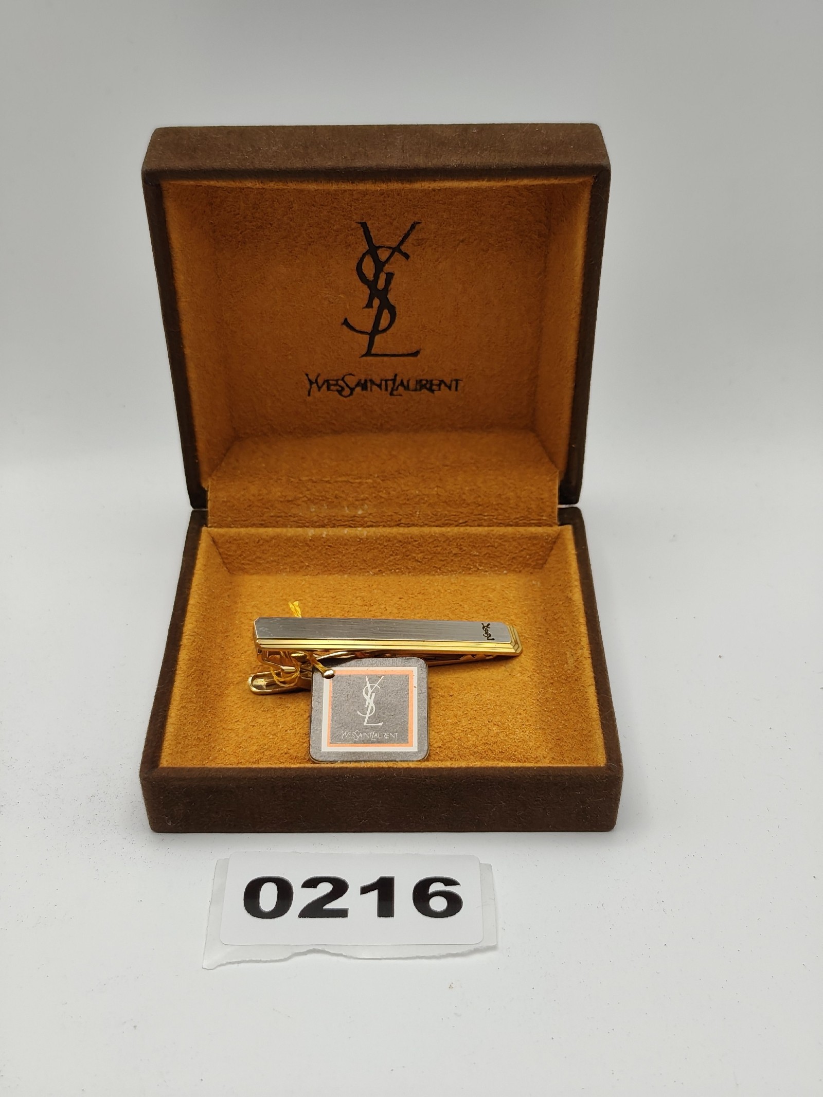 Yves Saint Laurent Gold & Silver Tone Logo Tie Clip Men Other