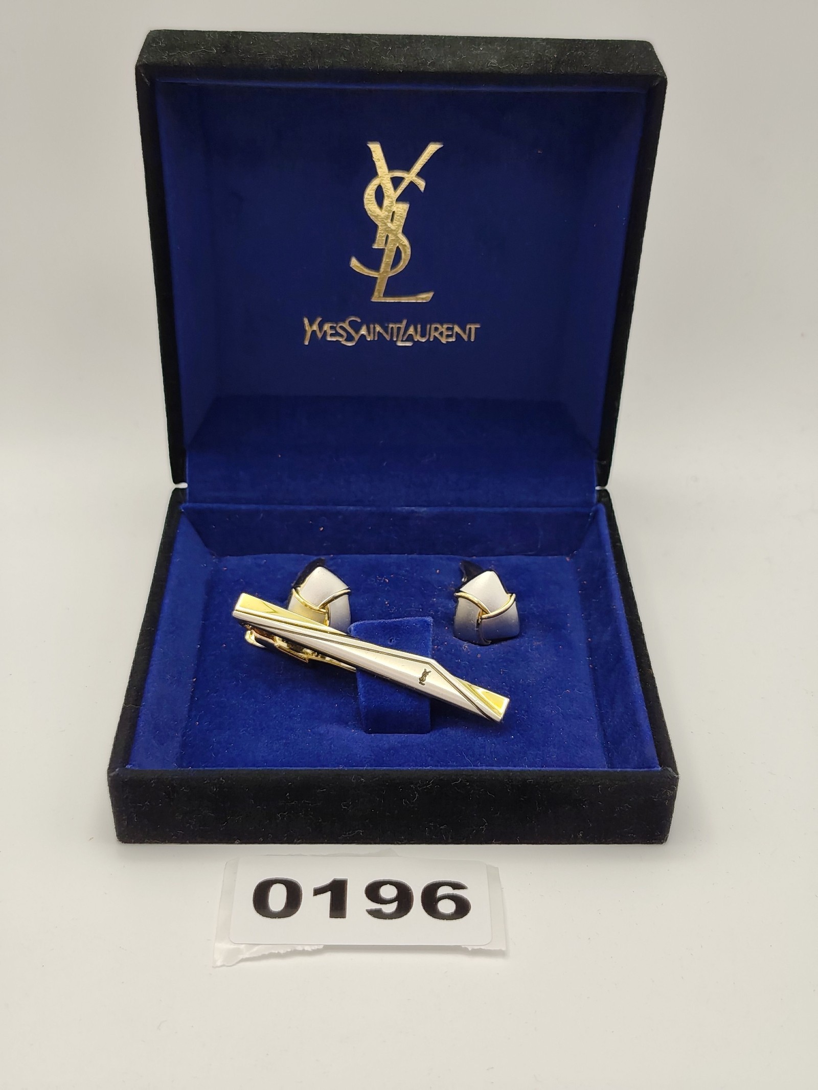 Yves Saint Laurent Gold & Silver Tone Cufflinks & Tie Clip Set Men