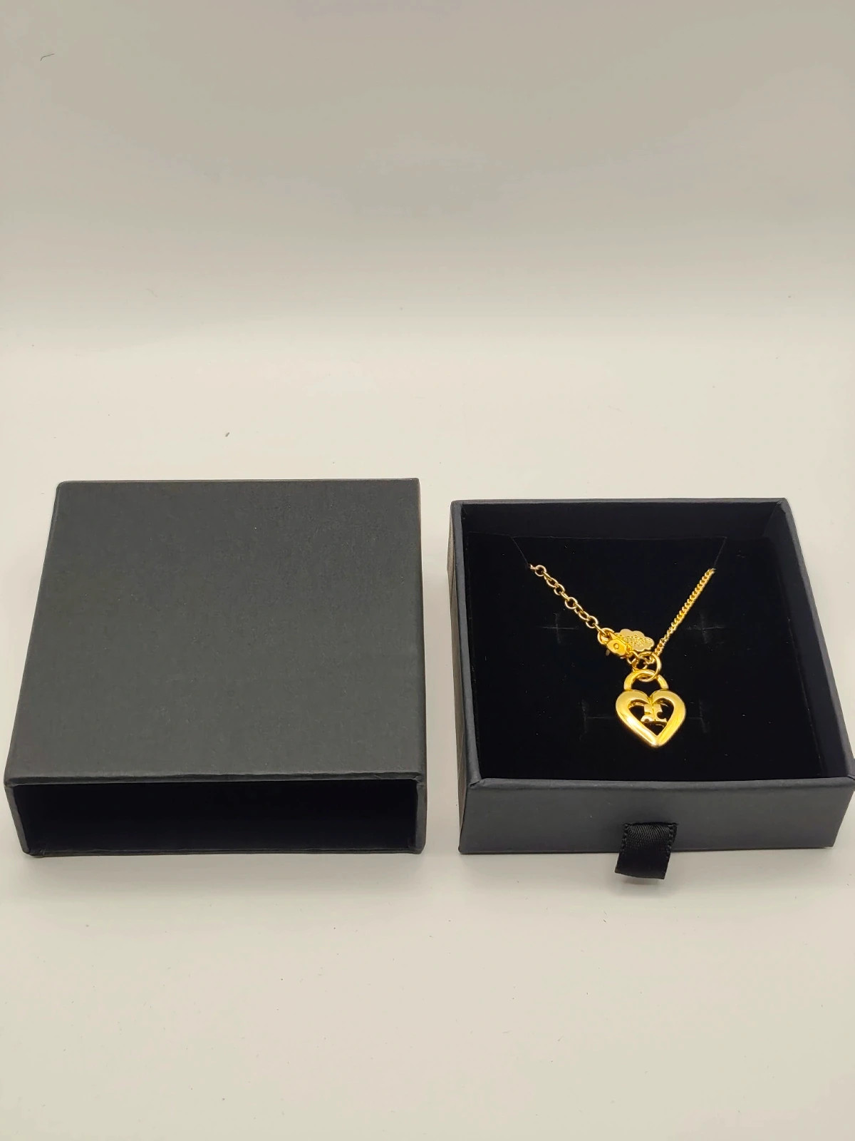 Vintage Courreges Paris Gold Heart Padlock Pendant Necklace 80s 90s Space Age