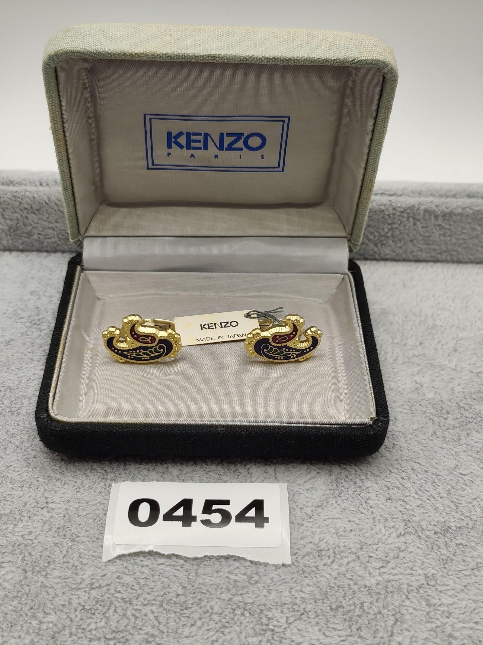 Kenzo Gold & Enamel Paisley Cufflinks Men with Original Box