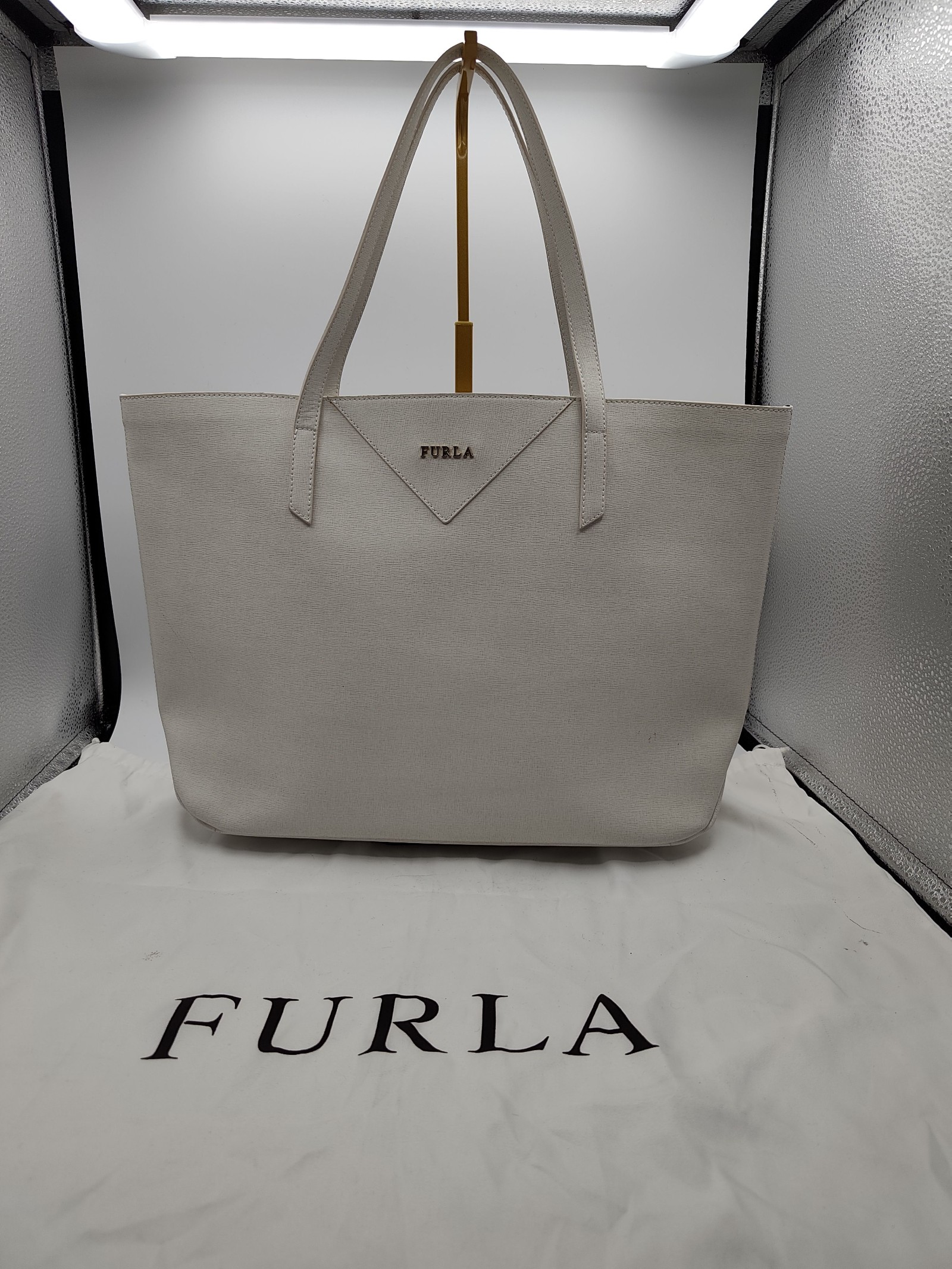 Furla White Saffiano Leather Tote Bag Women