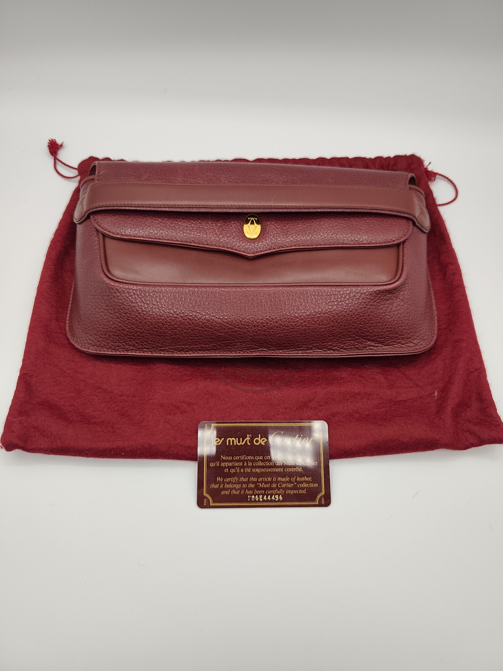 Cartier Burgundy Leather Clutch Bag Women
