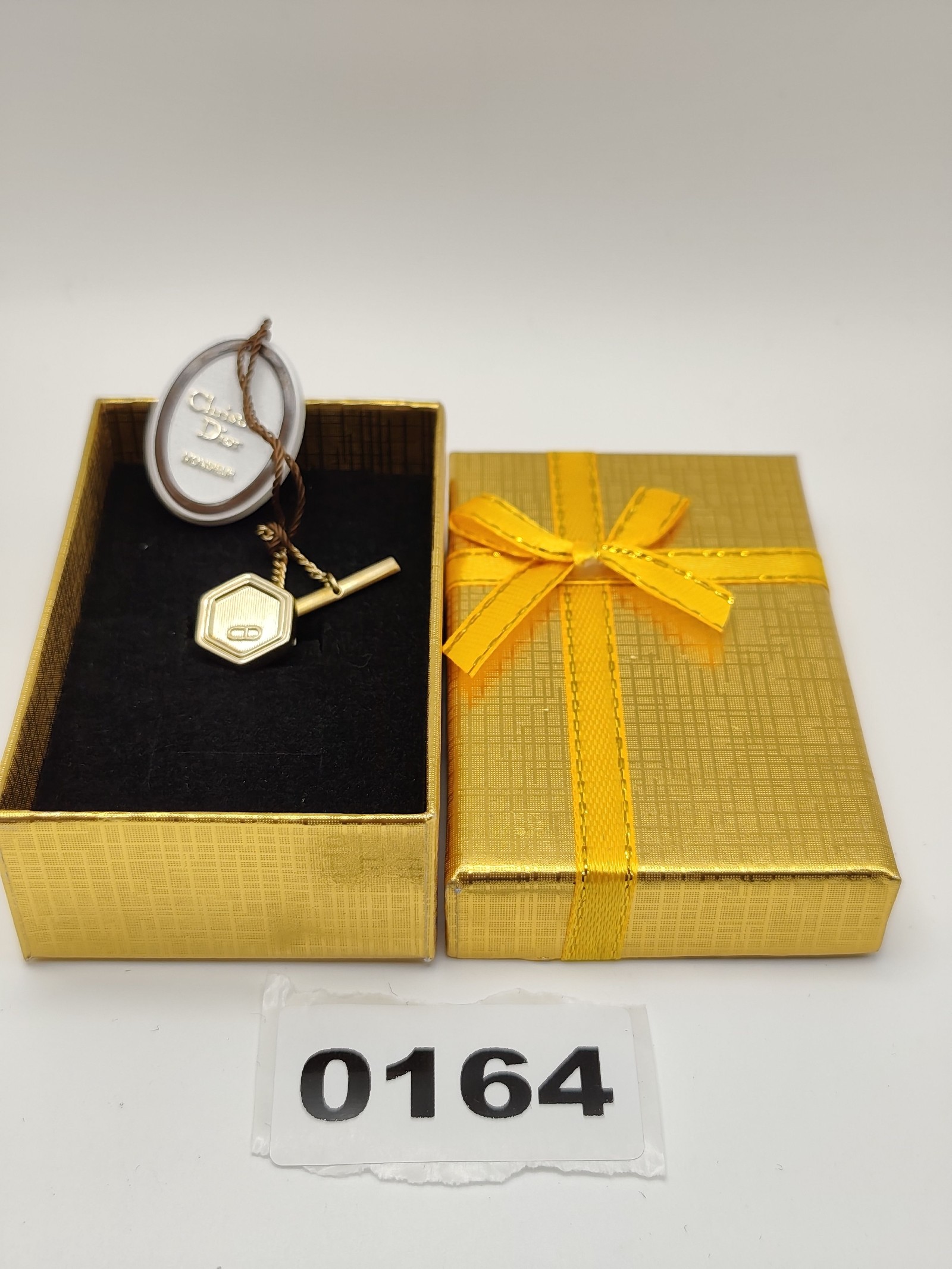 Christian Dior Gold & Black Men's Cufflinks Other with Box