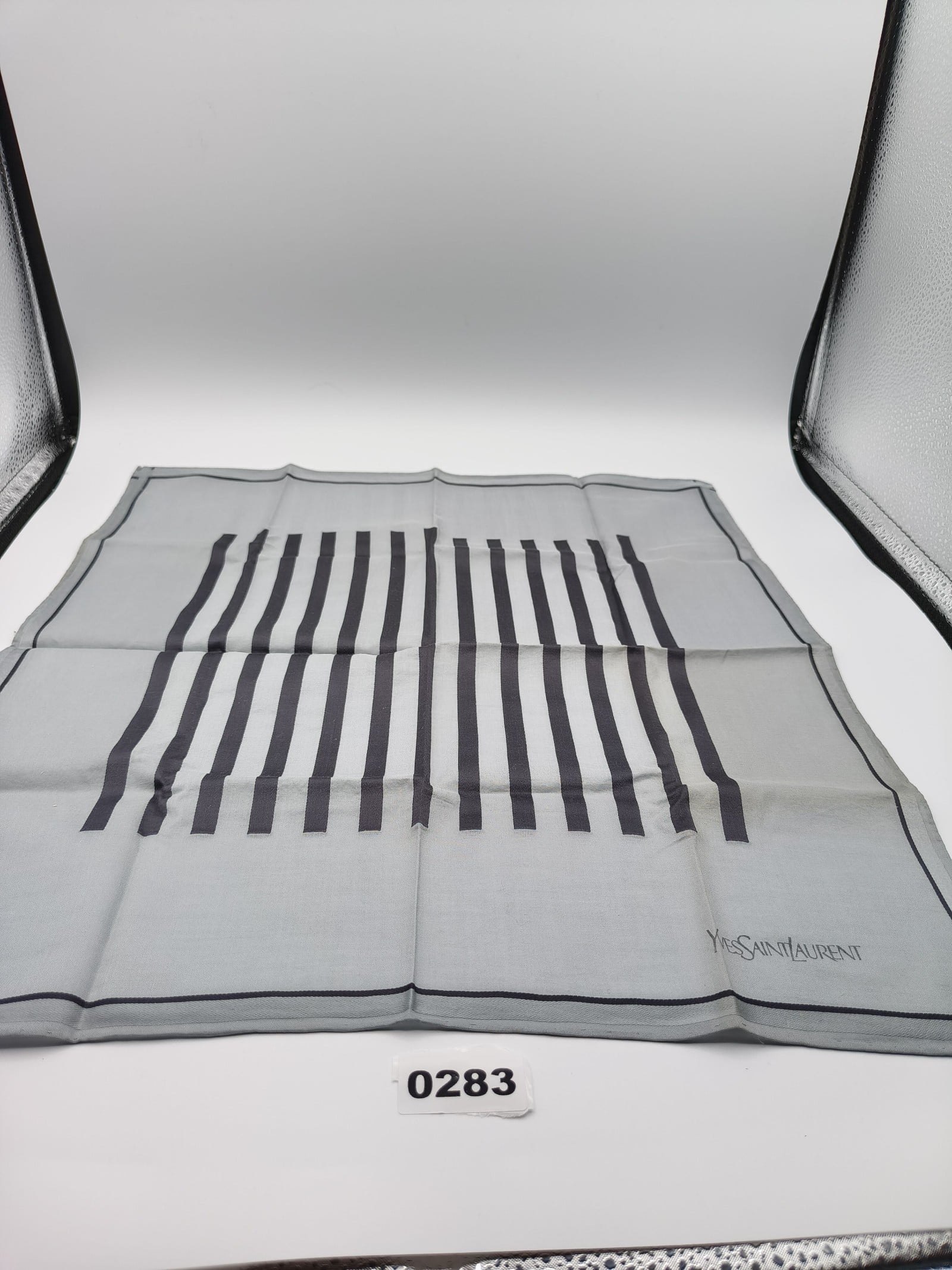 Yves Saint Laurent Women's Grey & Black Striped Handkerchief