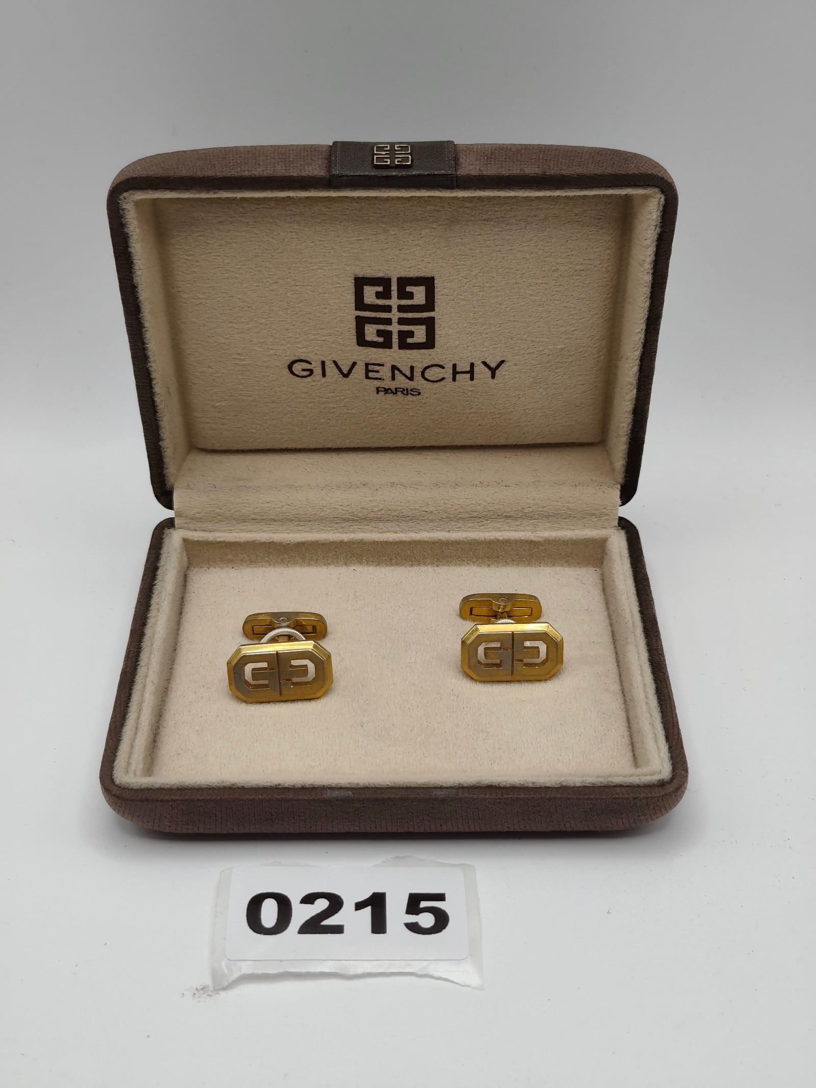Givenchy Gold-tone Logo Men’s Cufflinks with Brown Velvet Box Other