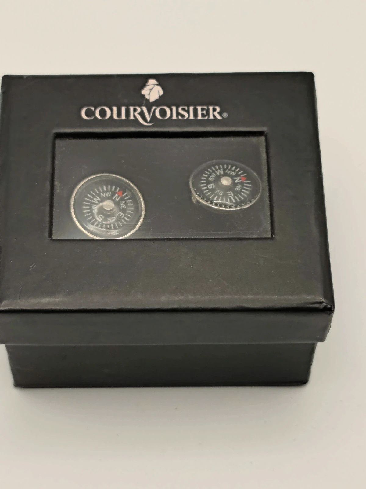 Courvoisier compass cufflinks in box