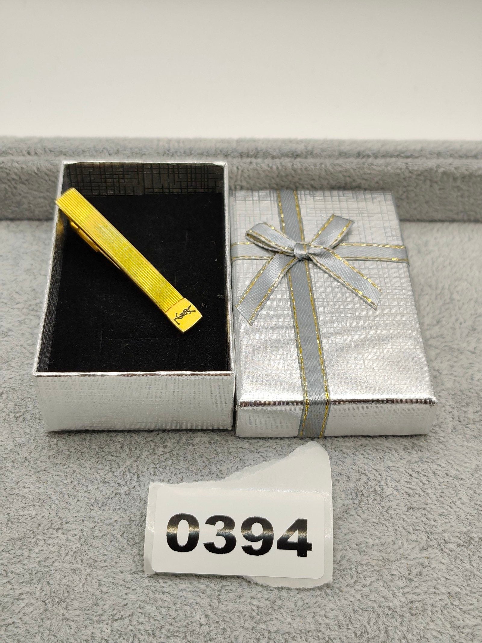 Yves Saint Laurent Gold Metal Tie Clip Men's
