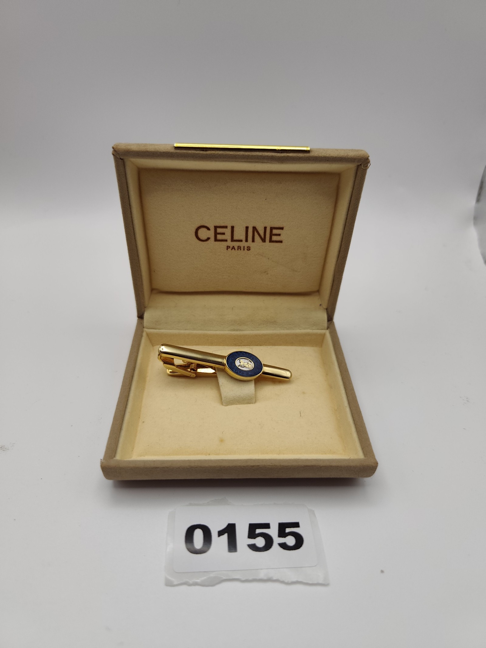 Celine Men's Gold & Blue Enamel Tie Clip